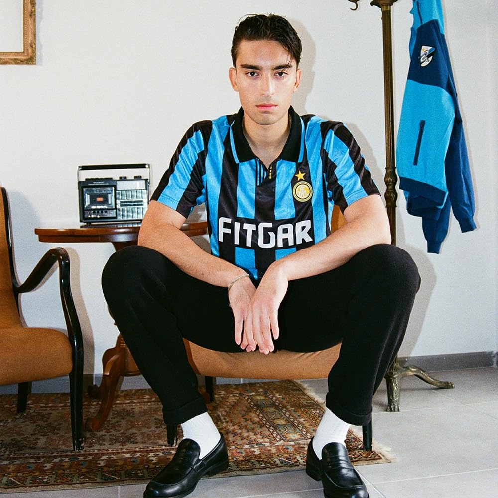 Copa – Camiseta de Fútbol Retro – Hombre – FC Internazionale 1991-92 – Azul - Negro – 70% poliéster Reciclado – 30% poliéster
