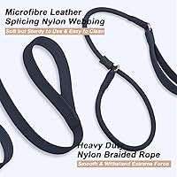 Vista 6 de Correa antideslizante para perro, correa de entrenamiento para perros con doble asa, correa antideslizante de cuero suave y collar, correa de nailon