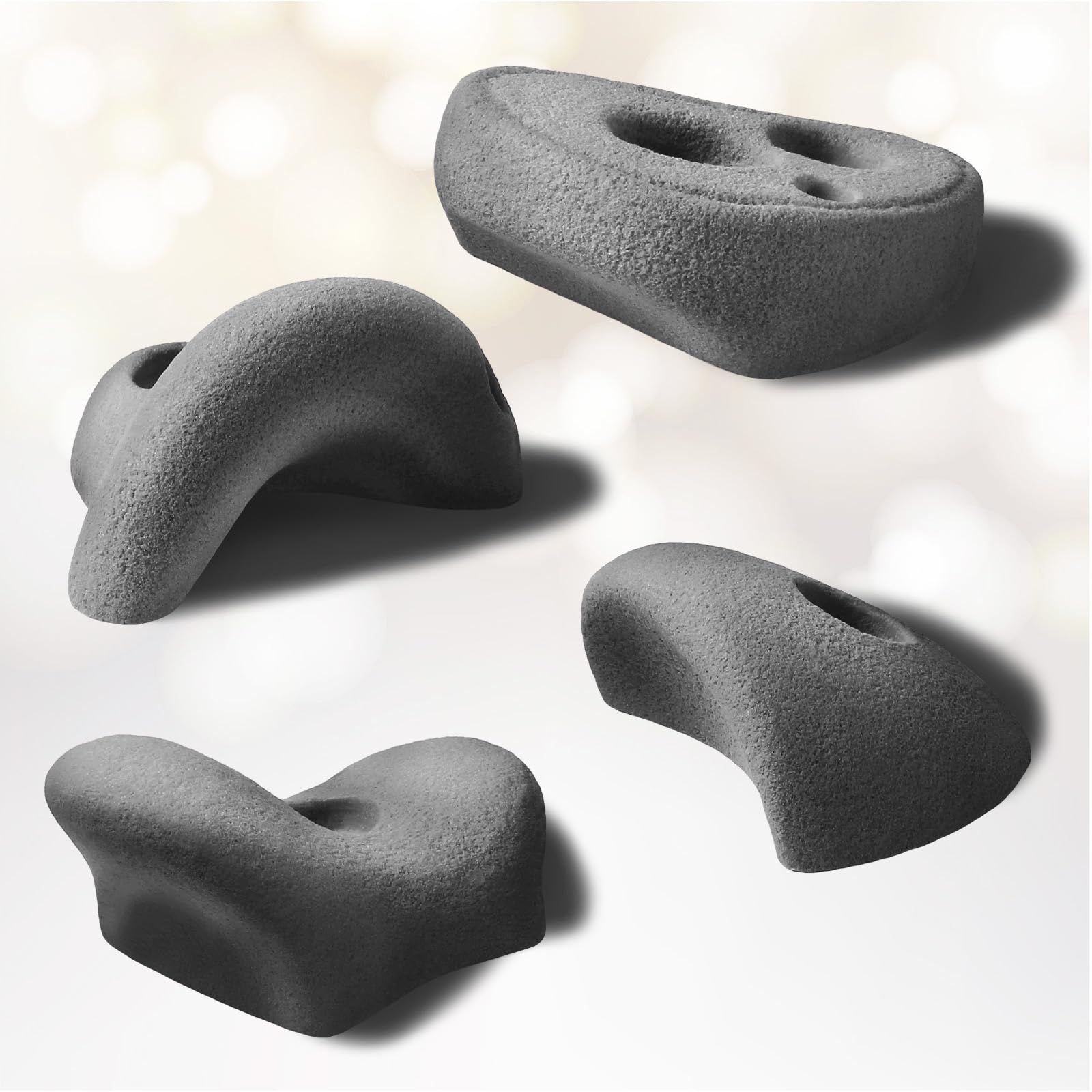 ALPIDEX Prises d'escalade L Set 12 pièces Contre-Dépouilles Formes Couleurs Grey Stone