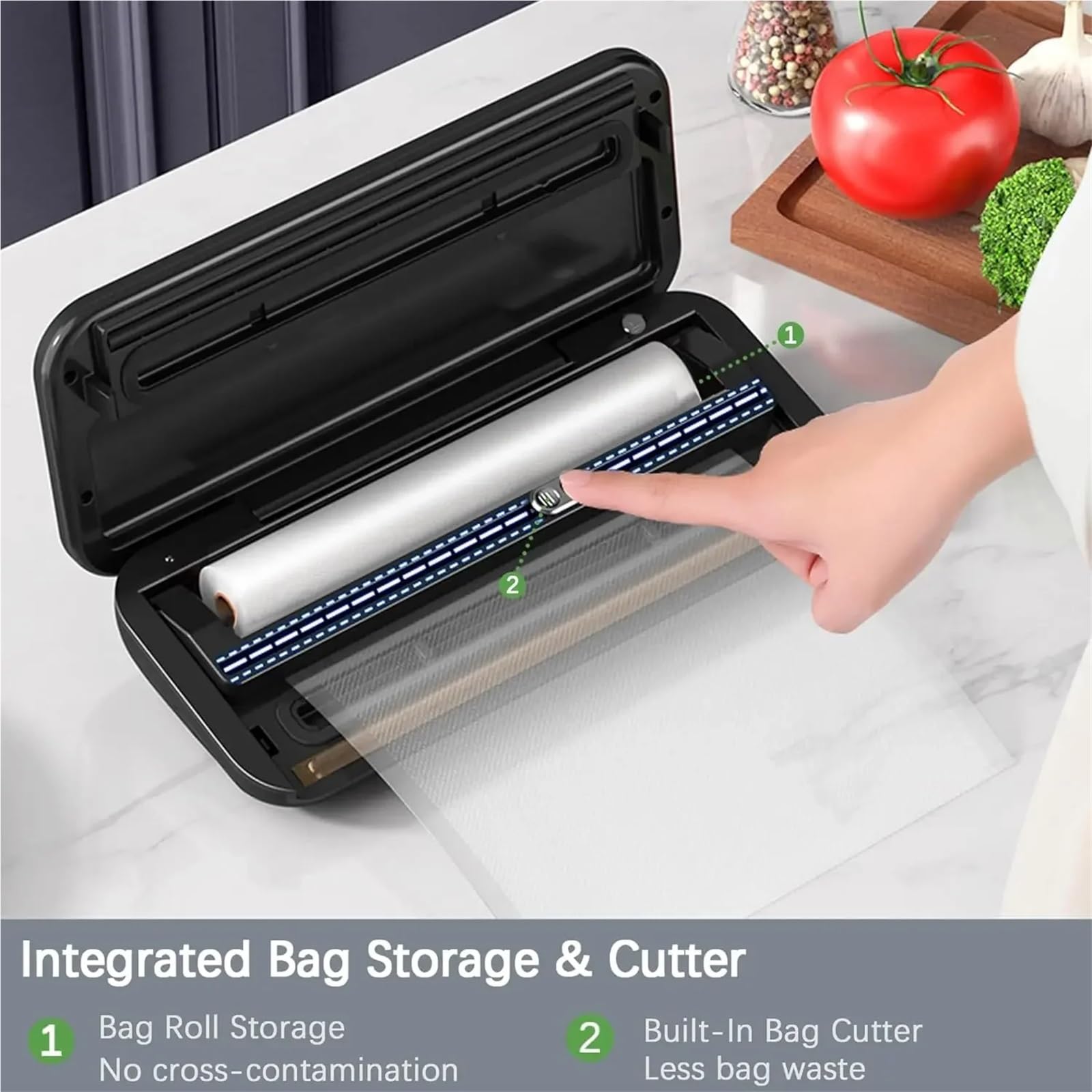 Selladora al vacío, Máquina Selladora Al Vacío Seca/húmeda Con Bolsa De Aire Almacenamiento Para Alimentos Y Kit Inicio,para conservar carne, pescado, frutas y verduras