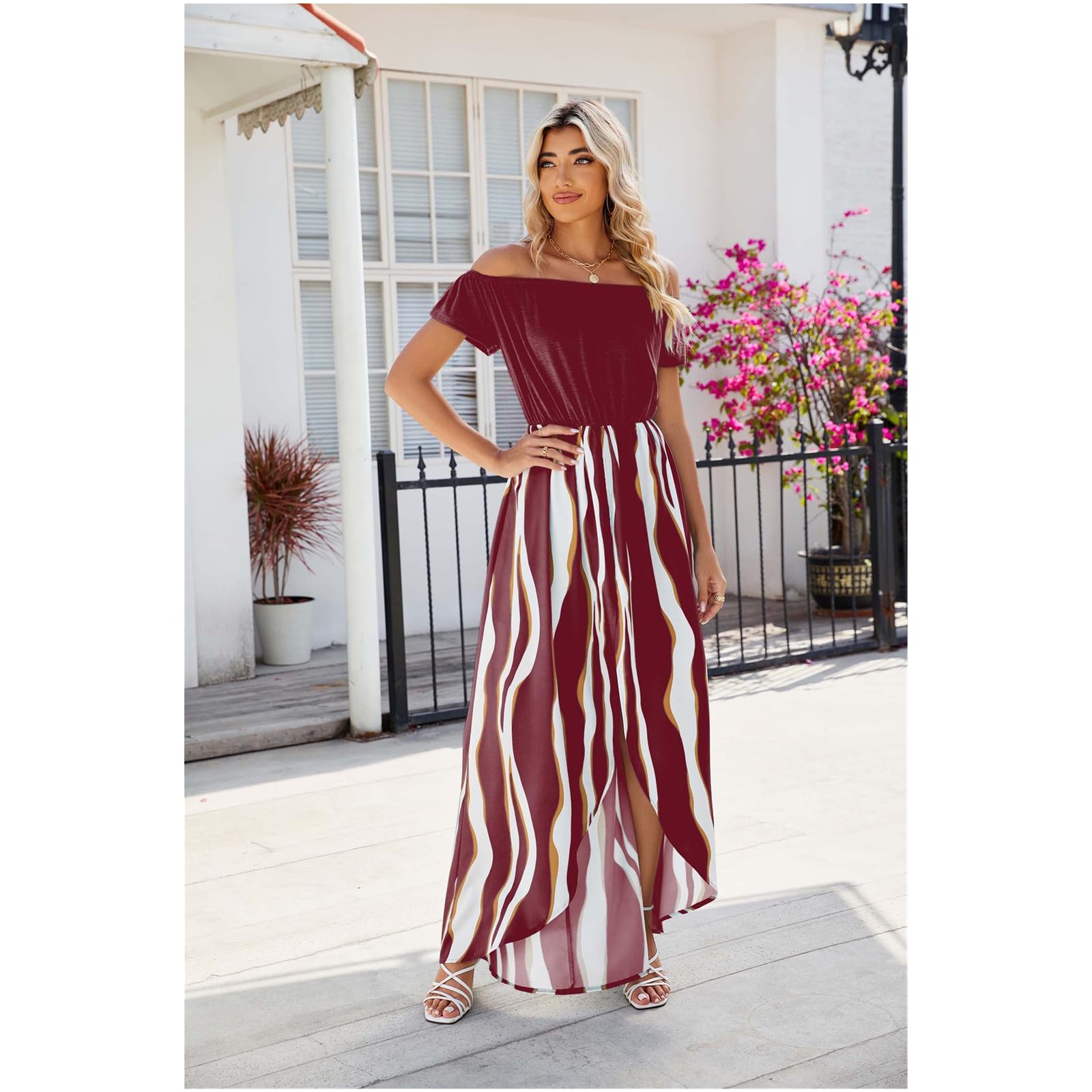 Abito Estivo Delle Donne Abiti Estivi Abito Estivo Delle Donne Gonna da Spiaggia, HUTALIM, Rosso, s
