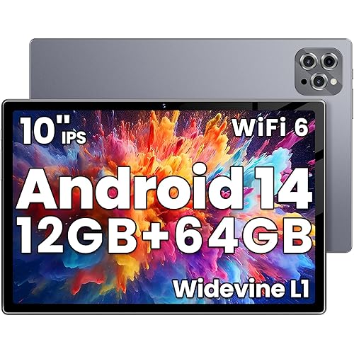 Android Tablet, 2025 Tablet 10.2 inch Android 14 Tablets, Octa-Core 12GB RAM 64GB ROM | 6000mAh Battery, 1024GB Expand |1080 * 800 HD IPS Touchscreen | 5G/2.4G WiFi 6 | Bluetooth 5.0(Gray)