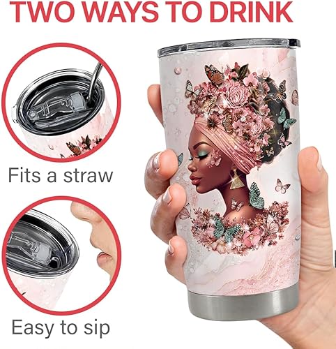 Vista 42 de SANDJEST Vaso térmico de 20 onzas con aislamiento térmico de acero inoxidable para mujer, regalo para cumpleaños, Navidad hermana