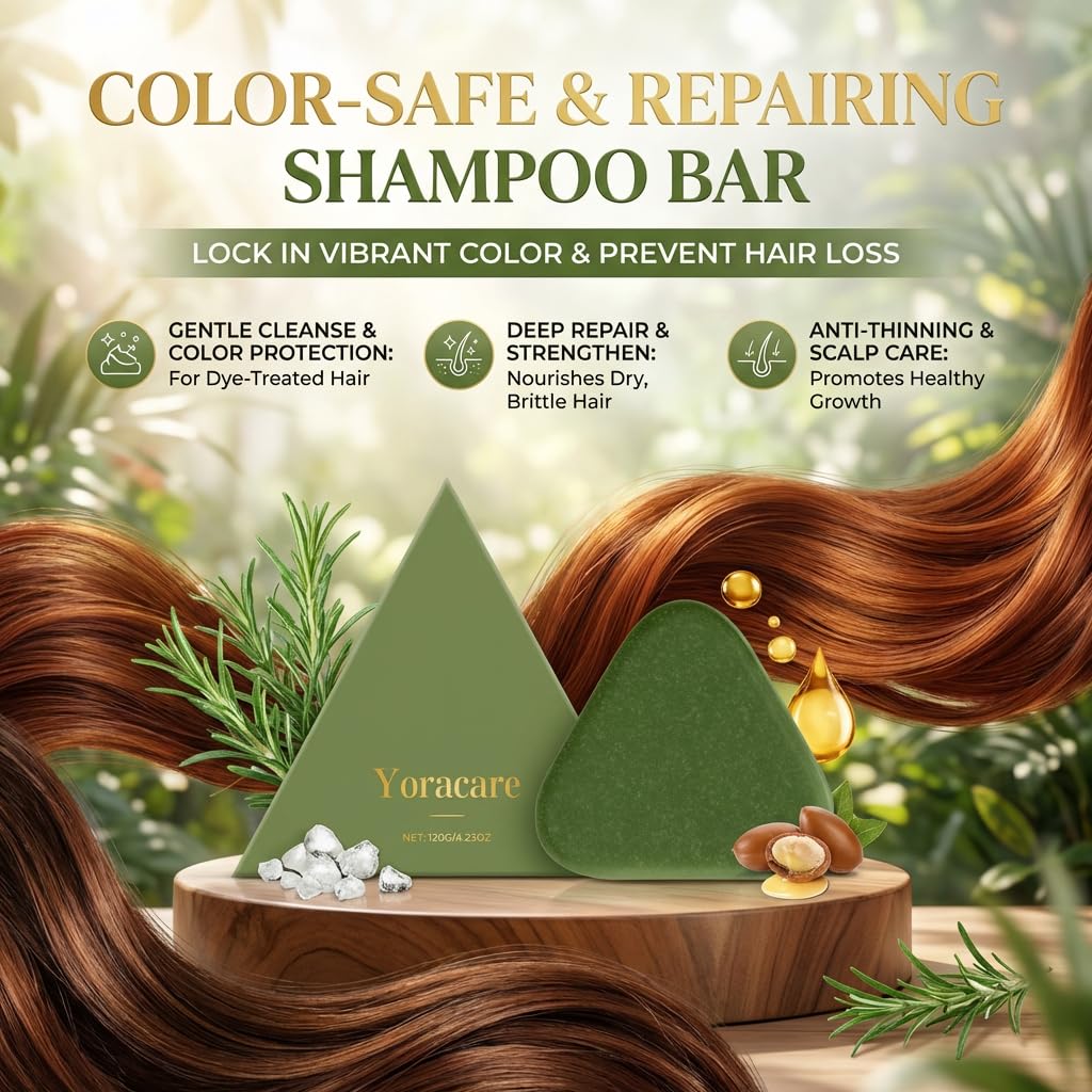 yoracare Korean Scalp Revival Bar, Shampoo Nourishing Repair Damaged Hair, Herbal Shampoo Bar for Thinning Hair, Solid Shampoo with Ginseng Biotin Rice Water, Deep Cleansing Dandruff Control