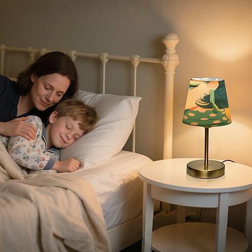 Miniatura 4 de FRODOTGV Retro Young Women Blush Table Lamps 3 Level Brightness Bedside Lamps with Shade for Living Room, Bedroom, Dorm Metal Base