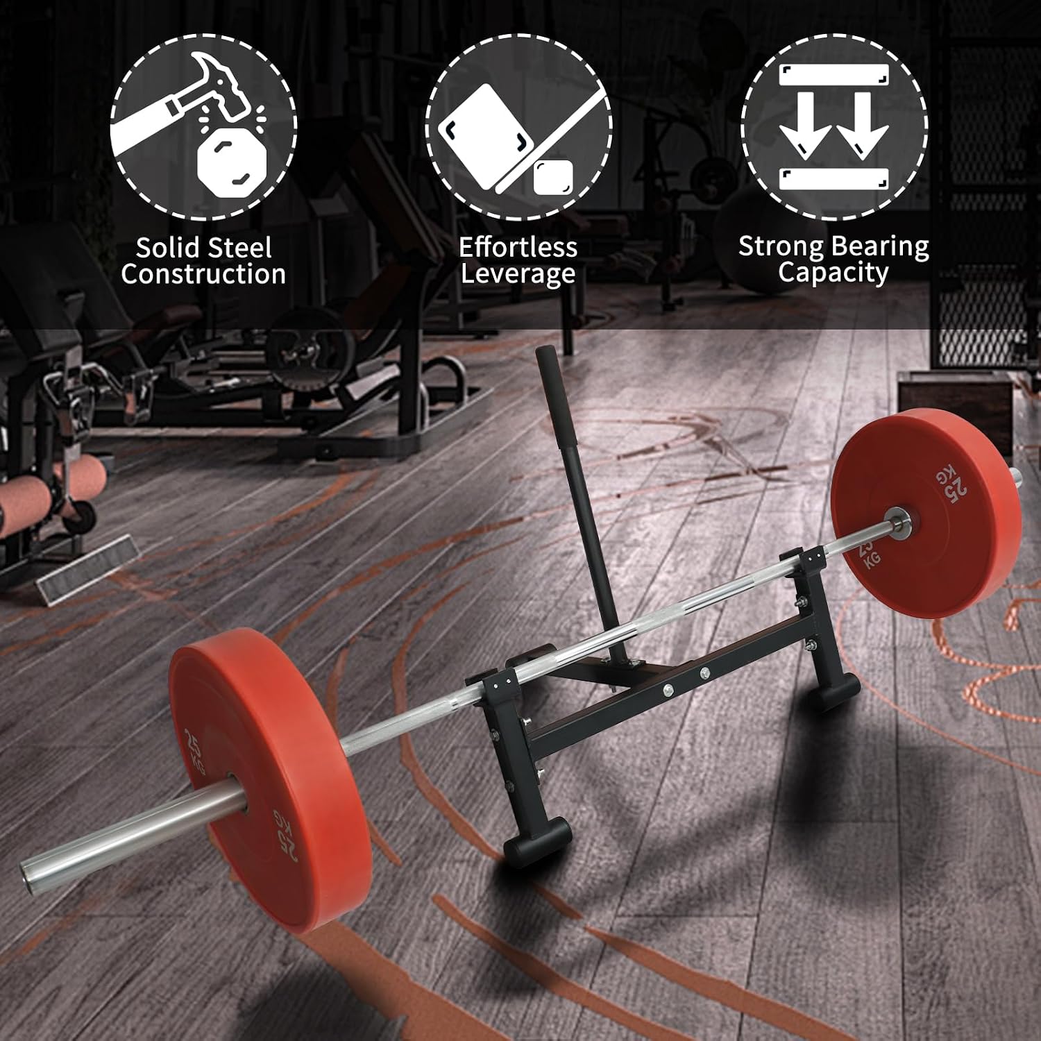 Heavy Duty Deadlift Barbell Jack: Weight Lifting Olympic Barbell Changing Weight Plates Stand - Powerlift Plates Changer Platform - Elevated Lift for Easy Loading & Unloading Weights