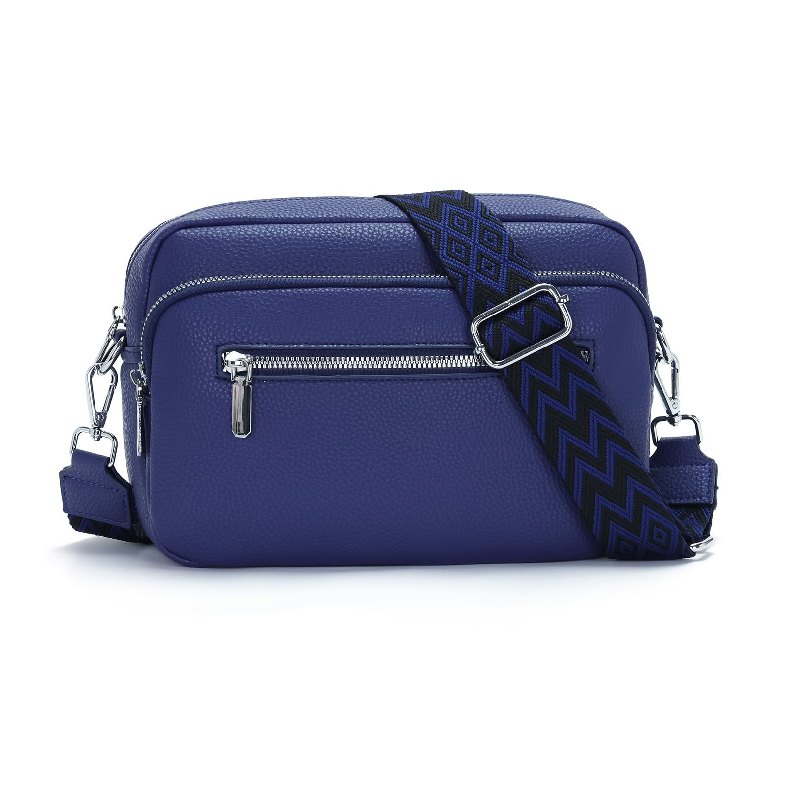 26x18cm Sac Bandouliere Femme Petit avec Large Sangle Sac à Main en Cuir Vegan Élégant Sac Bandoulière Femme Ajustable pour Quotidien & Voyage Bleu foncé