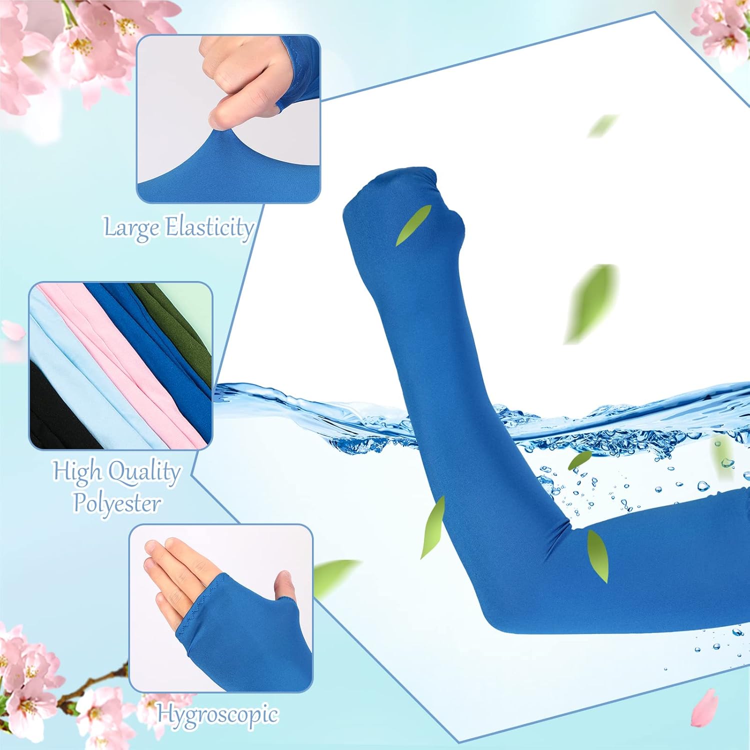 Miniatura 3 de 36 pares de mangas de compresión con protección UV para el brazo, protección solar, guantes largos sin dedos para hombres y mujeres