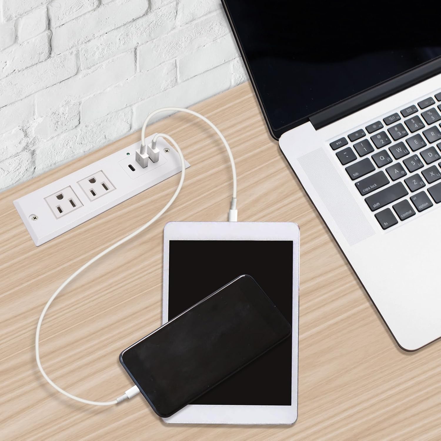 Recessed Power Strip with 20W USB-C Desktop Charge Station with 3 Fast Charging USB Ports Flush Mount Furniture Outlet for Conference Table Nightstand Cabinet, ETL Certified