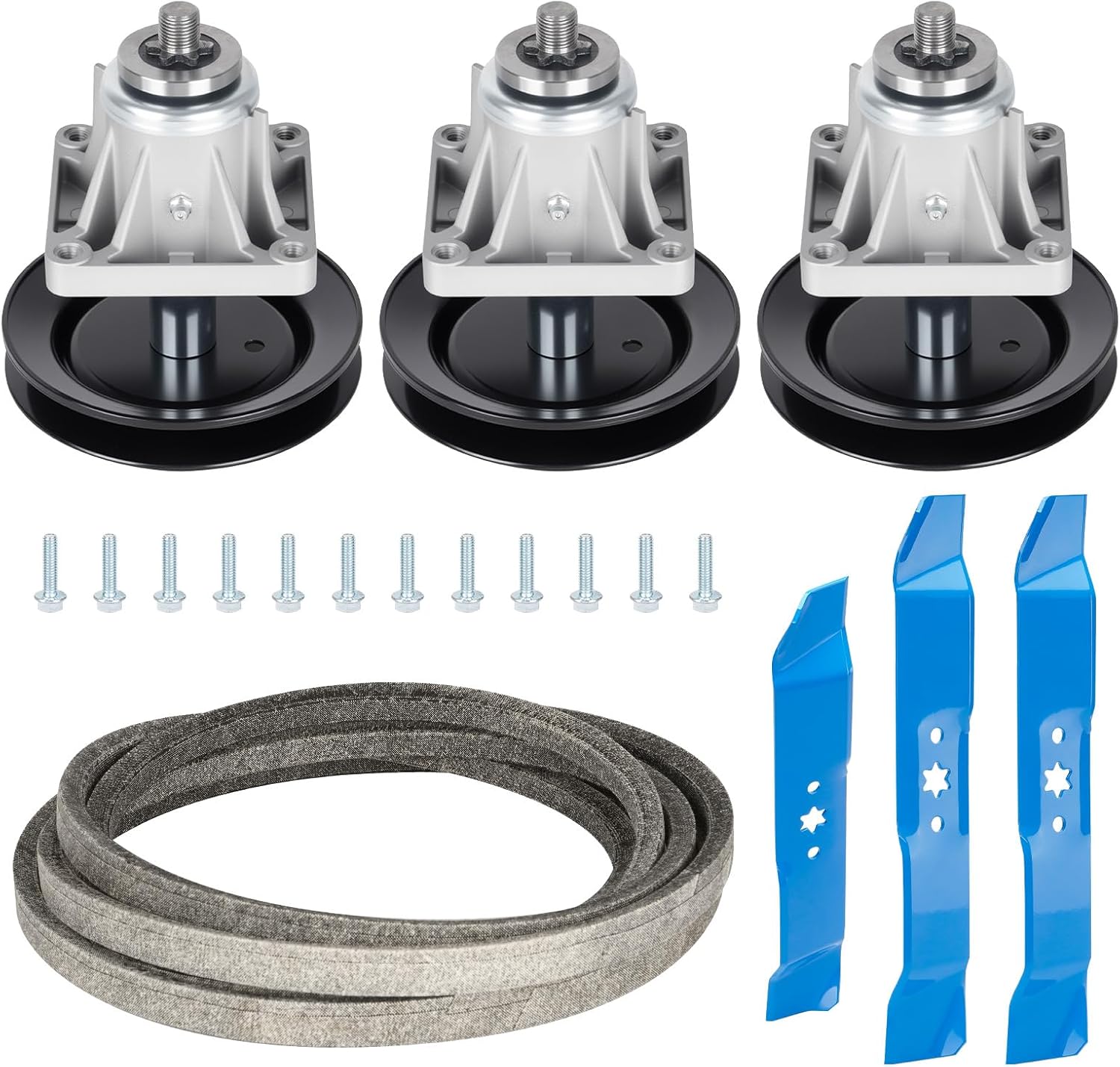Aeagle 46" Deck 918-0660 Rebuild Kit for Cub Cadet LT1045 LT1046 i1046, Includes 3 Spindles 618-0660, 3 Blades 177-2144 742-0611 942-0612, 122" Belt 754-04153 954-04153