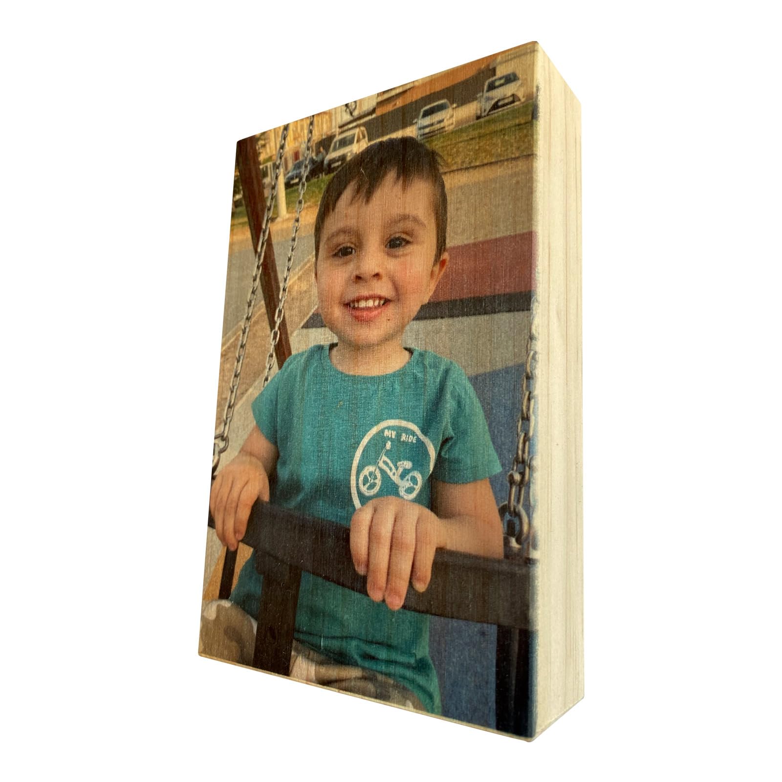 ADRI. Madera personalizada con foto y o texto que quieras. Marco de fotos personalizada a color taco de madera de pino. Regalos personalizados originales. (15 x 20 x 3 cm)