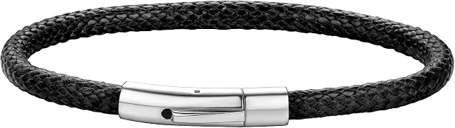 ChainsHouse Braided Leather Bracelets for Men Bangle Bracelets, Personalized Mens Leather Bracelet with Custom Beads, 18 / 20 / 22CM