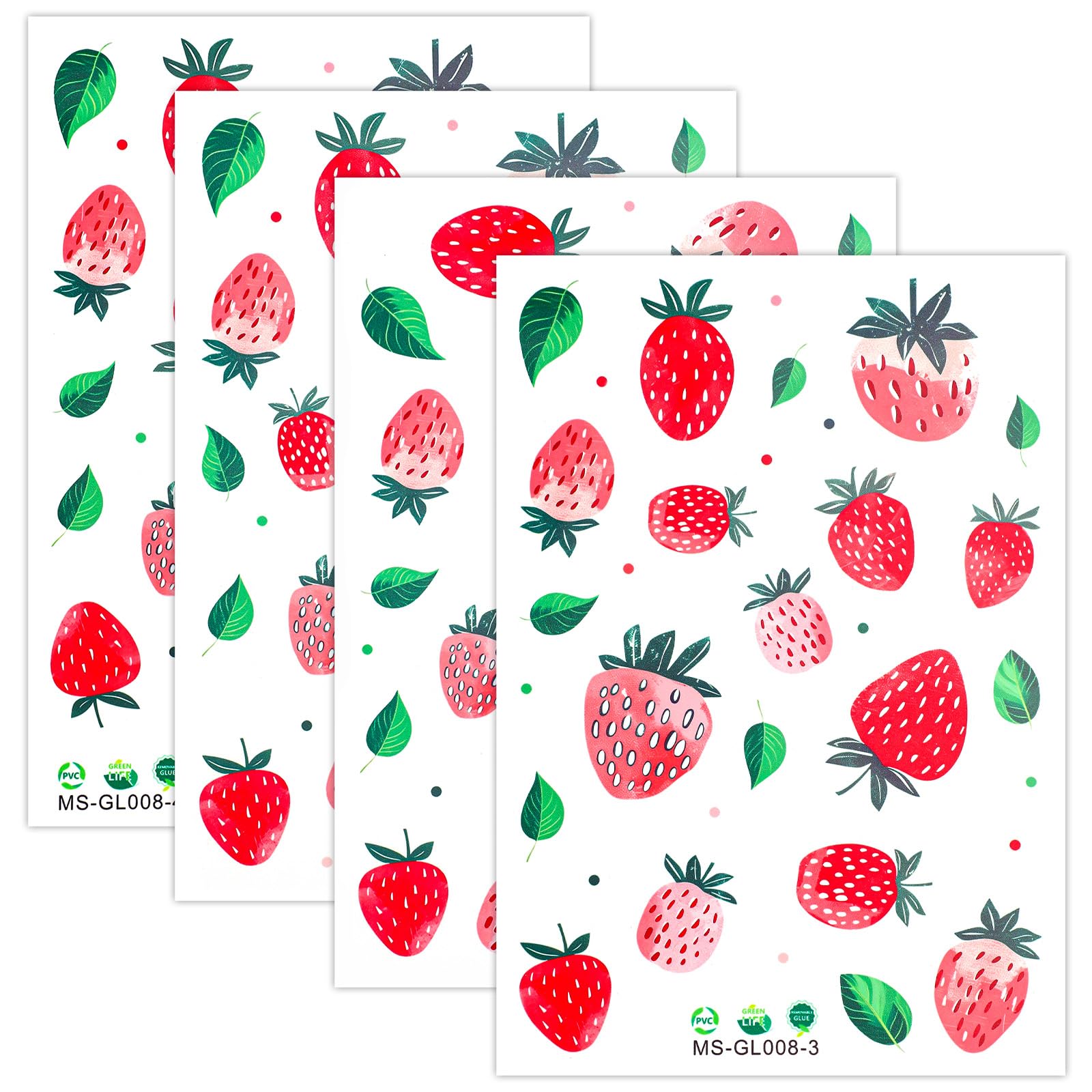 4 Sheets Strawberry Wall Decal