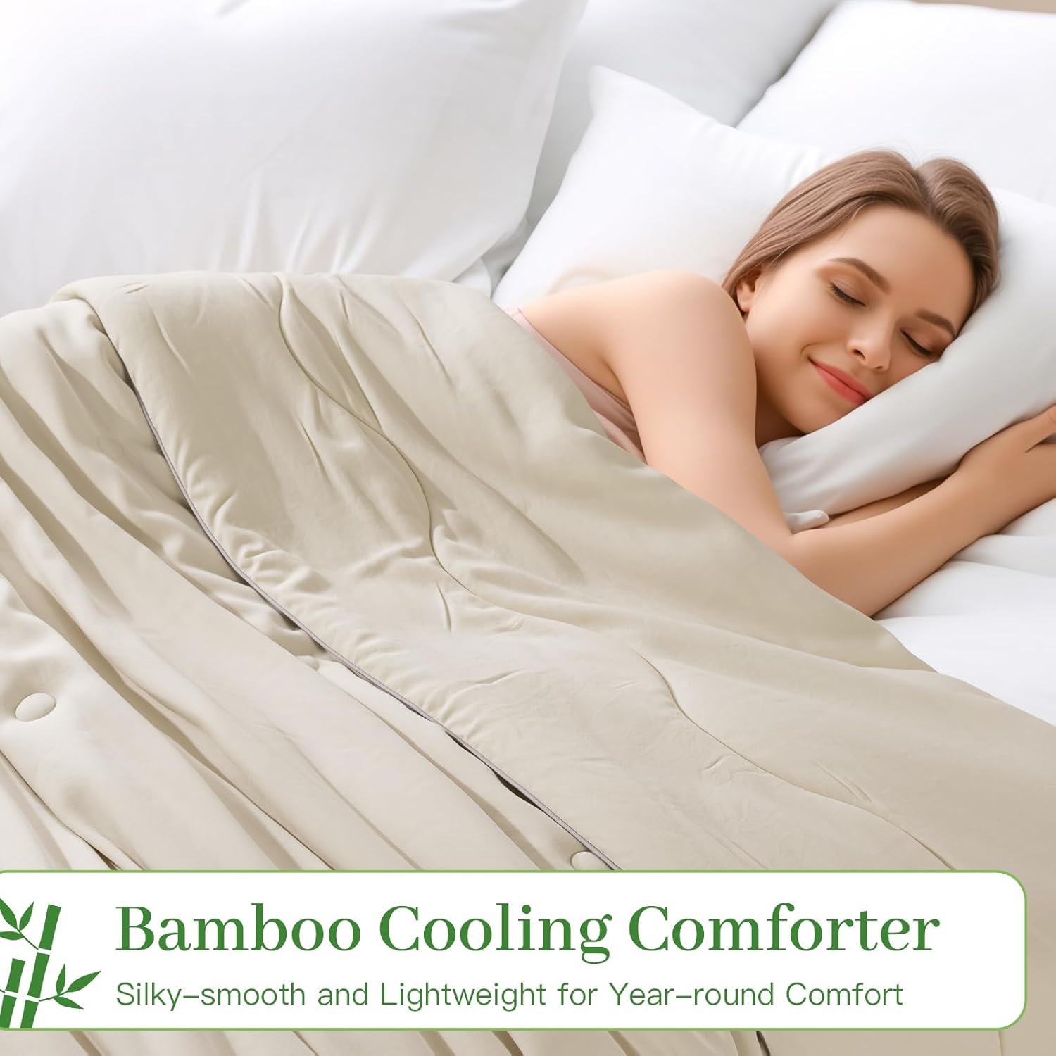 NEXHOME PRO 100% Viscose Derived from Bamboo Comforter King Size - Summer Cooling & Moisture-Wicking Bedding Blanket - All Season Lightweight Design - Natural Organic King Duvet Insert