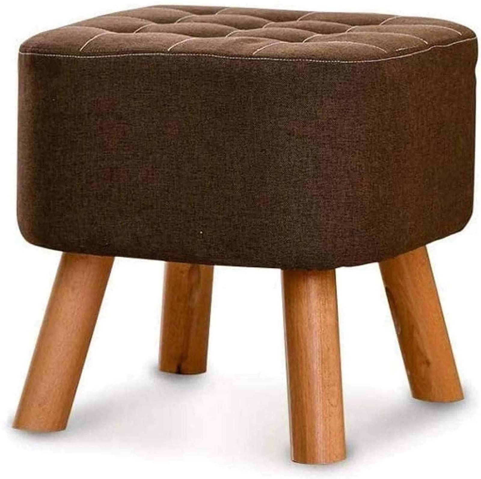 Poufs carrés et repose-pieds moderne en bois avec assise rembourrée souple