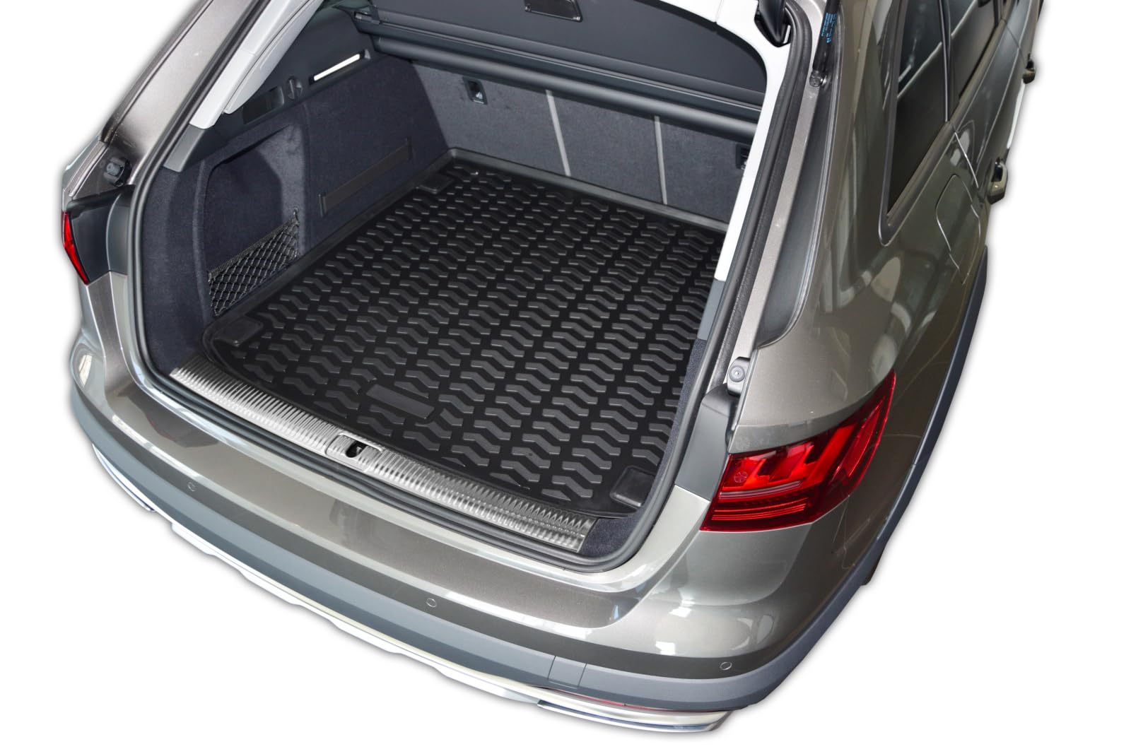 J&J AUTOMOTIVE Vasca Bagagliaio su Misura per Audi A4 B9 Break 2015-2024, Proteggi Baule con Bordo Alto 4 cm, Antiscivolo, Inodore, Arrotolabile