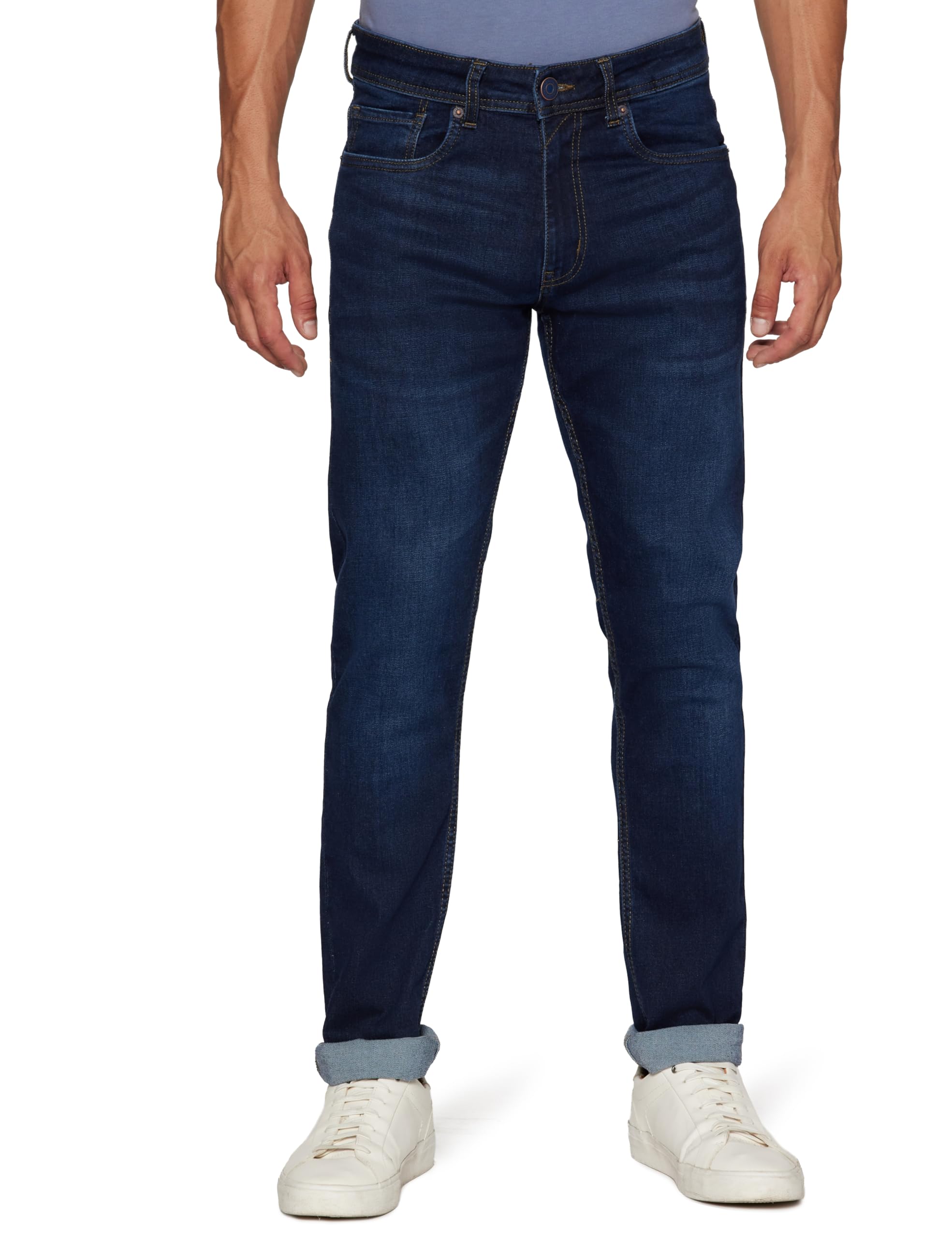 Men's Tapered Fit Mid Rise Classic Tape Stretchable Twill Jeans