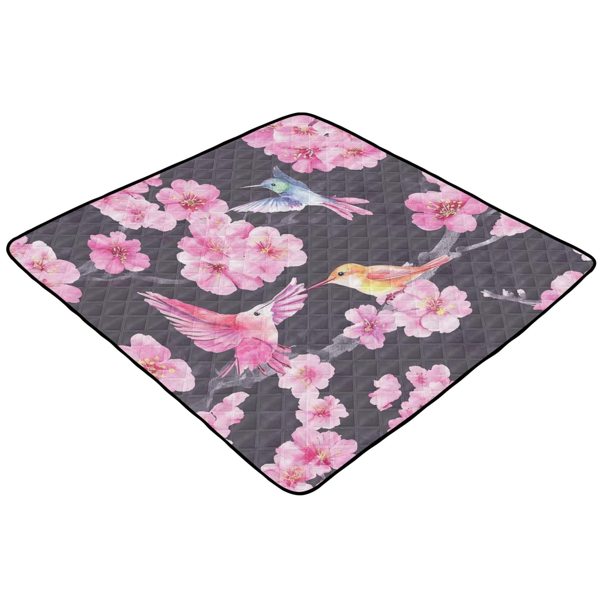 Kwiaty kolibry - 1 miękka piankowa mata gimnastyczna dla niemowląt i mata do aktywności na podłogę lekka mata do zabawy dla niemowląt maluch niemowlę, 127 cm x 127 cm