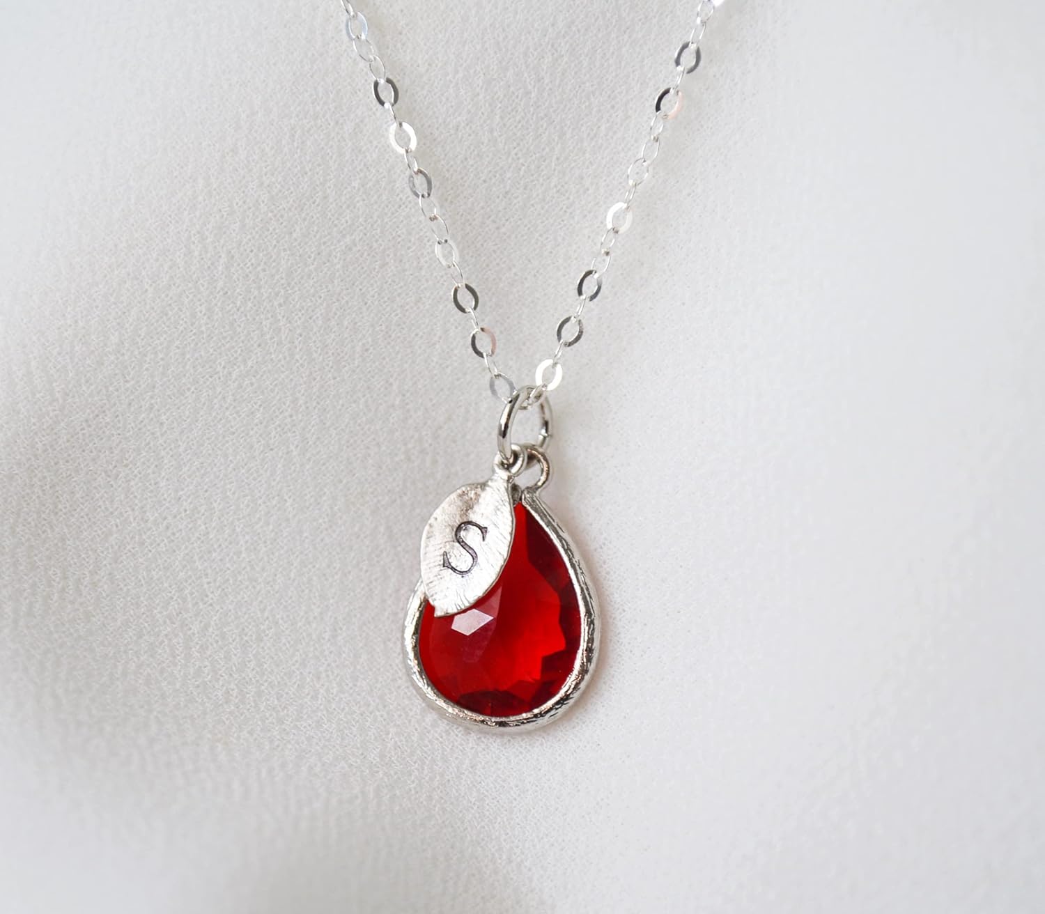 Personalized, Teardrop Birthstone Necklace, Bridesmaid Necklace, Custom Initial Necklace, Gift for Her - Image 2