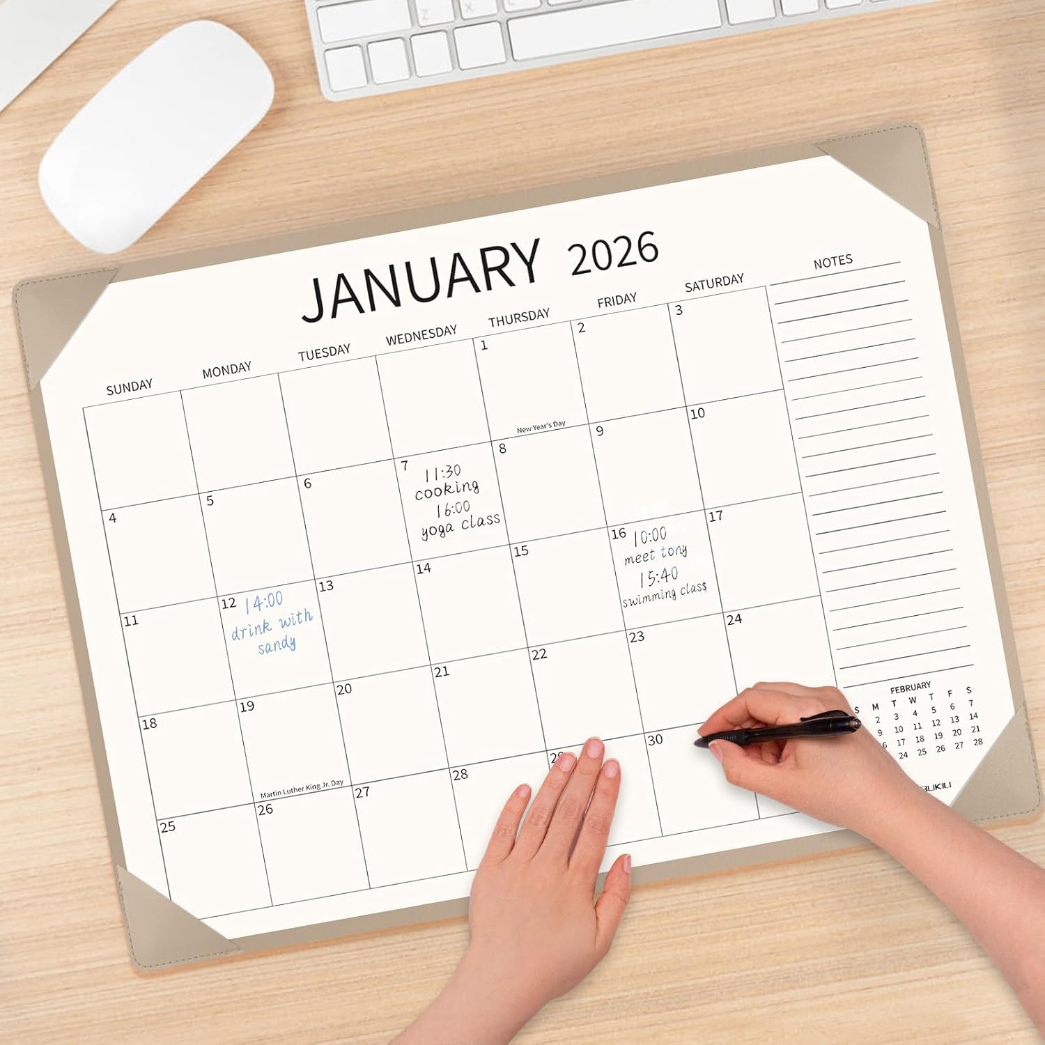 Desk Calendar 2026-2027 Large 22x17 inch, January 2026 to June 2027, 18 Months Big Desk Pad Calendar with Desktop Mat and Plastic Cover for Home Office School Planning, Apricot