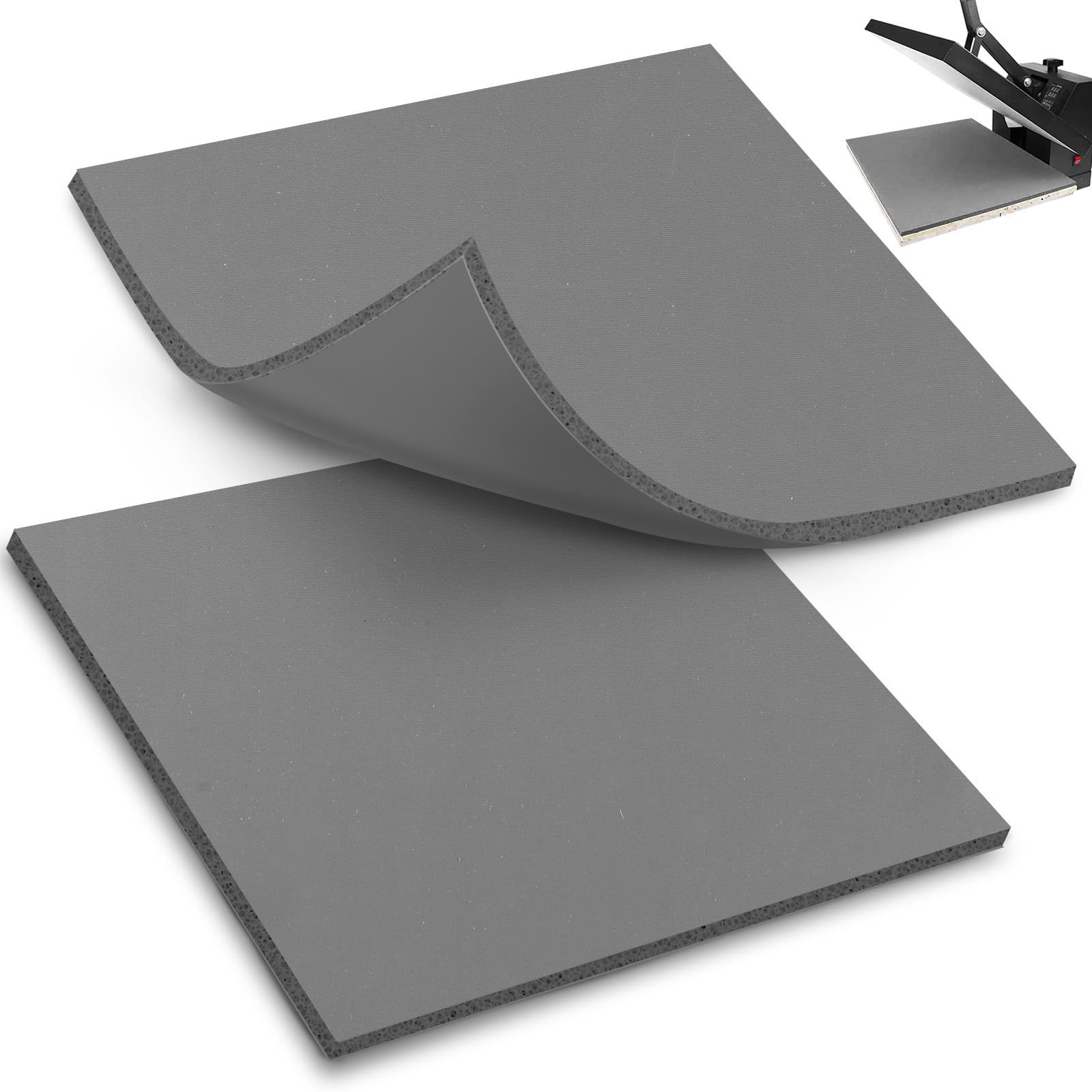 UNIFAMILY 2 Pack Heat Press Mat 15x15IN, Silicone Heat Press Pad, Gray Washable Double-Sided Heat Mat for Heating Press for Vinyl HTV Transfer, T-Shirt Iron, Non-Slip Heat Press Mats
