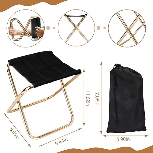 Miniatura 3 de Mini taburete de campamento plegable y ligero, silla portátil para exteriores, reposapiés para pesca, senderismo, jardinería y playa, tela Oxford