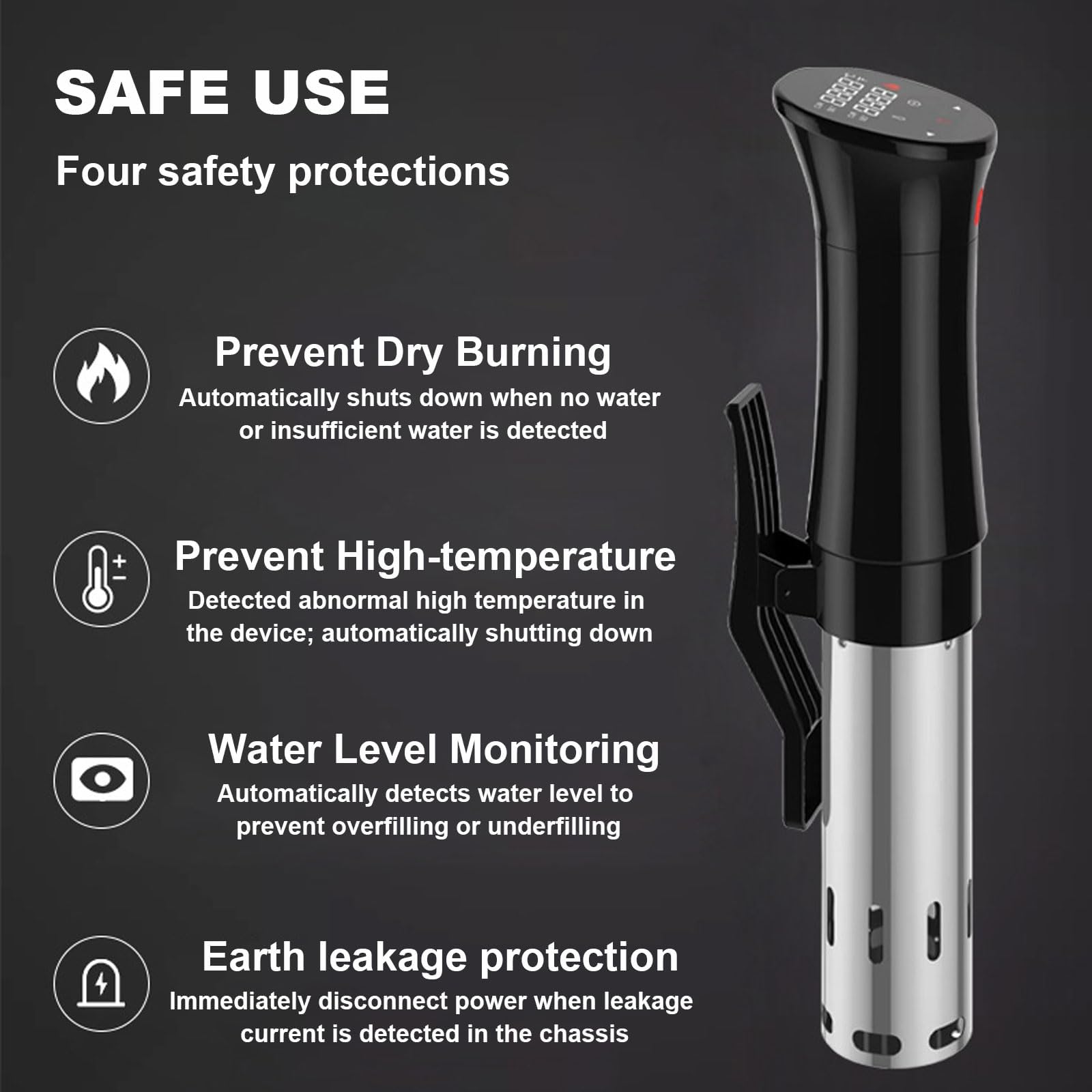 Sous Vide, Máquina Sous Vide de 1100W, Circulador de Inmersión Térmica para Baño de Agua, Control Preciso de Tiempo y Temperatura, Rango de 25–95°C
