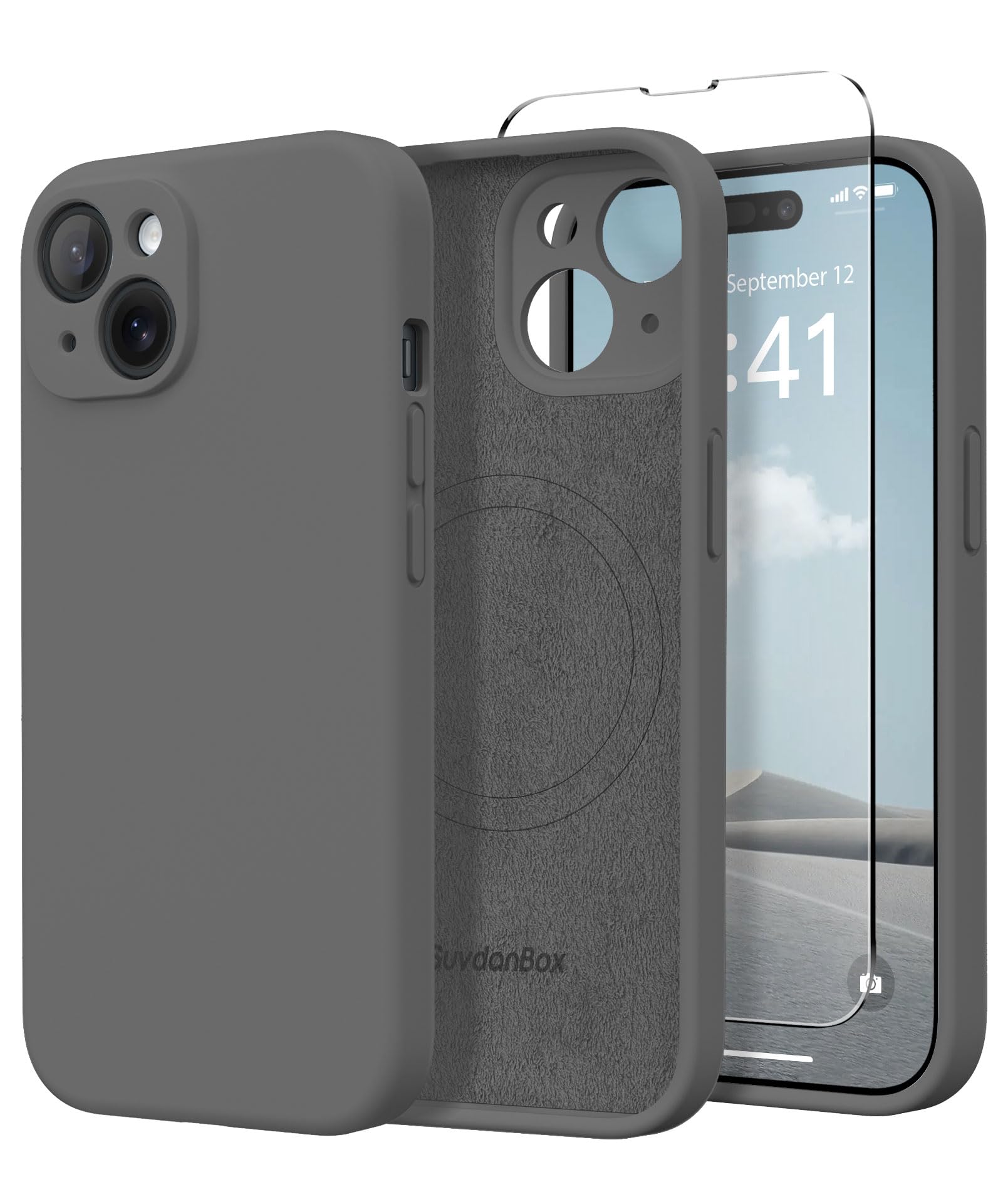 Magnetic for iPhone 14 Case Silicone Dark Gray