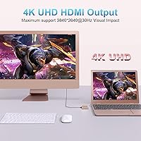 Vista 2 de Battony Adaptador USB C a HDTV, convertidor AV multipuerto tipo C con salida HDTV 4K, USD 3.0 y carga rápida USB-C de 100 W, compatible