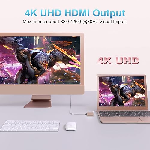 Miniatura 2 de Battony Adaptador USB C a HDTV, convertidor AV multipuerto tipo C con salida HDTV 4K, USD 3.0 y carga rápida USB-C de 100 W, compatible