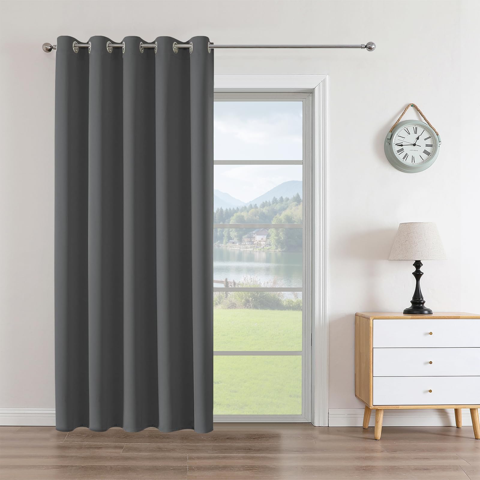 CUCRAF 1 Panel Blackout Curtain Thermal Insulated Eyelet Blackout Curtains for Bedroom/Living Room/Nursery, Dark Grey โ image 1