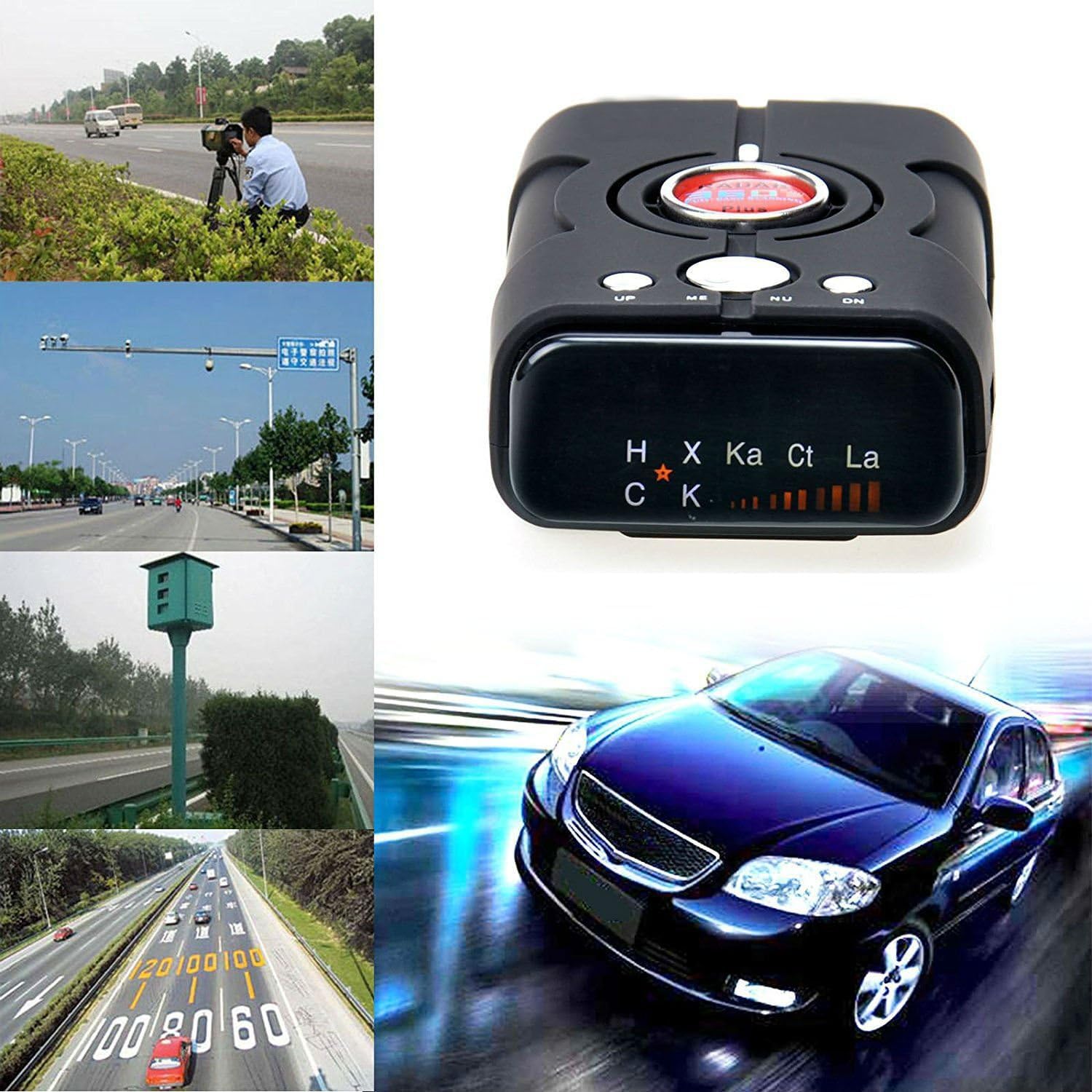 Détecteur de radar à portée extrême pour voitures avec alertes vocales, détection laser et écran OLED multicolore – Alertes de caméra de vitesse et lumière rouge – Système d'alerte de vitesse en temps