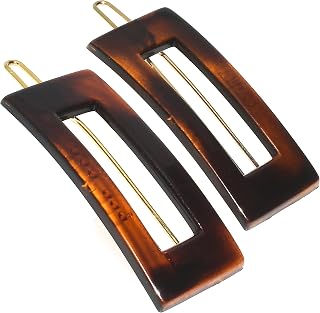 Camila Paris French Hair Barrette Clips, CP1366-2 Size 2 Inch Tortoise Shell, Set of 2 for Women & Girls, Strong Hold & No Slip Grip, Hair Accessories, Made in France