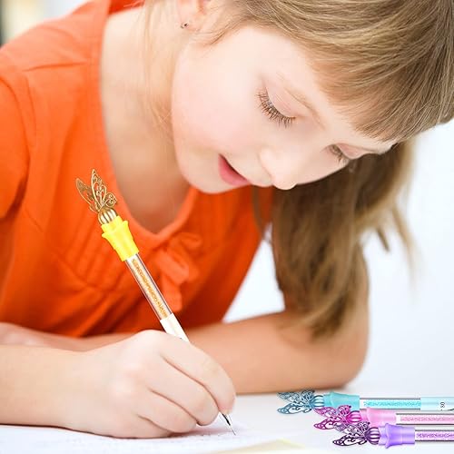 Miniatura 7 de Bolígrafos de mariposa bolígrafos de diamantes de imitación bolígrafos de cristal con purpurina en la parte superior bolígrafos de tinta negra a