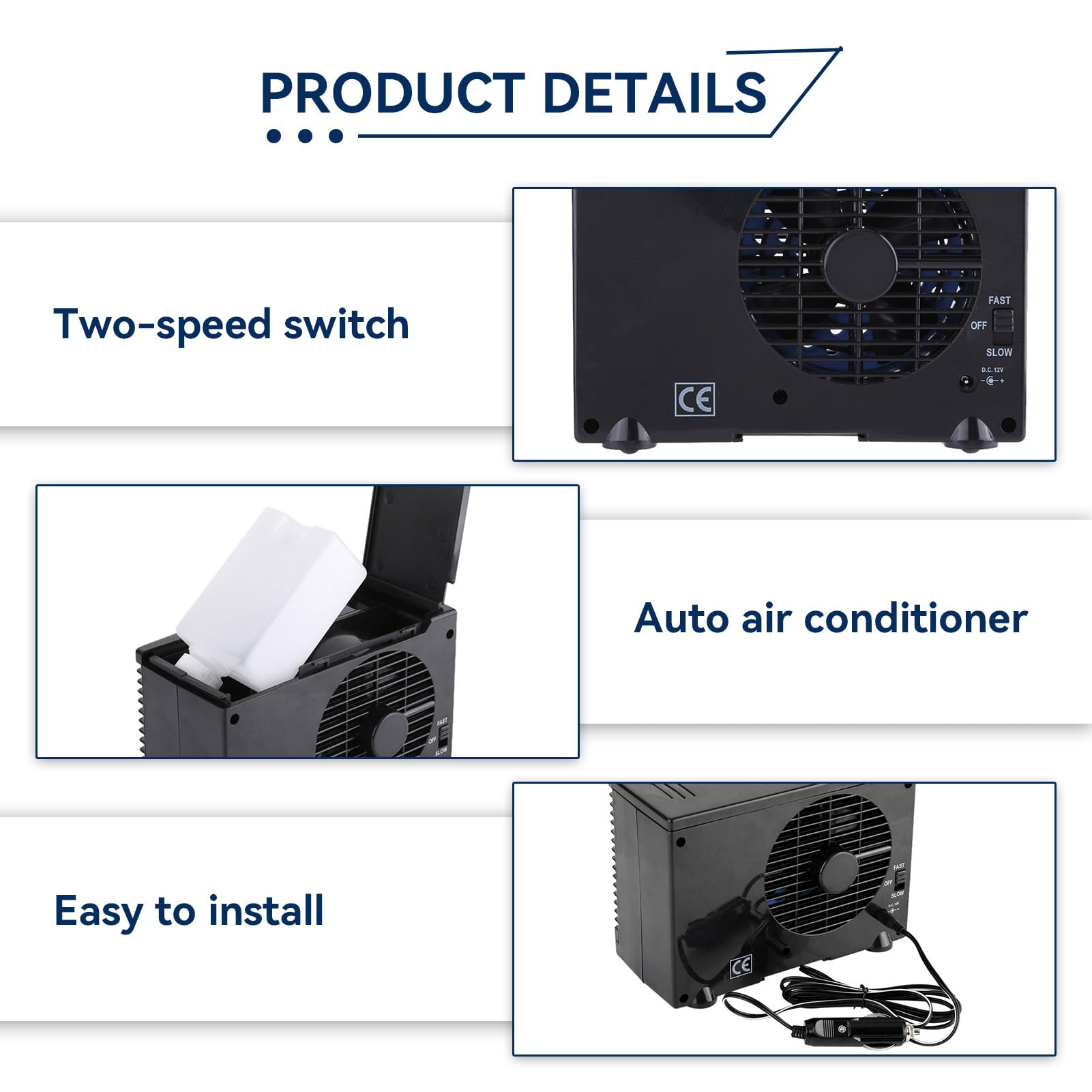 Aire Acondicionado Portátil De 12V Para Automóvil, 7.9x4.3x5.9In Camión De Automóviles Mini Refrigerador De Ventilador Portatil Coche Enfriador Coche Para El Automóvil Para Camioneta Van SV SUV