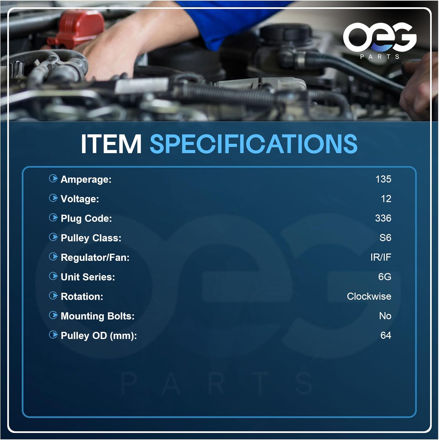 OEG Parts New Alternator Compatible With Ford Explorer Mercury Mountaineer 4.6L V8 2006-2008 GL-910 6L2T-10300-AB 6L2T-10300-AD 6L2Z-10346-A 6L2Z-10346-AA 6L2Z-10V346-ABRM, AFD0144, 40014102