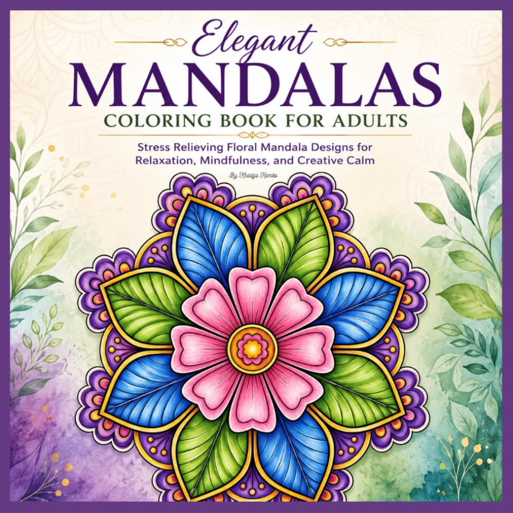 Elegant Mandalas Coloring Book for Adults: Stress Relieving Floral Mandala Designs for Relaxation, Mindful