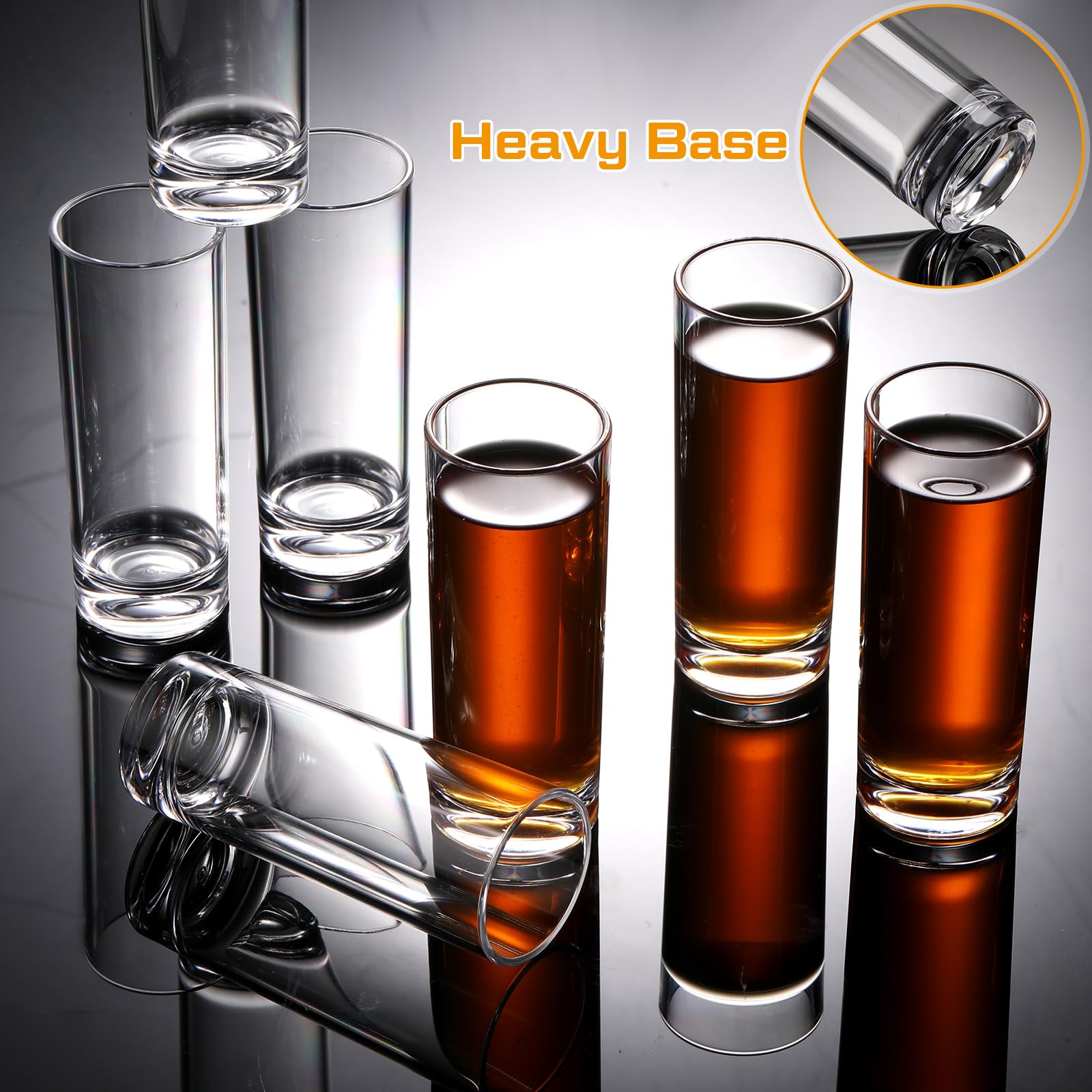 FillTouch Juego de 100 vasos de chupito de 62.4 g a granel, base irrompible de plástico transparente, cristal de plástico para personalizar, regalo de cumpleaños, boda, invitados (alto)