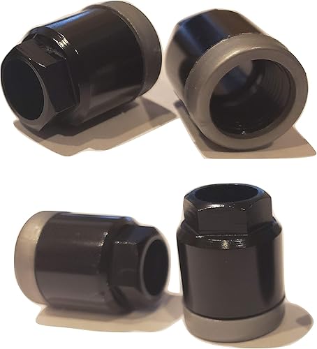 Miniatura 2 de Muzzys Juego de 4 tuercas universales de montaje de vástago de válvula de aire con sensor TPMS negro y plateado, sustituye a Schrader 20002 20003