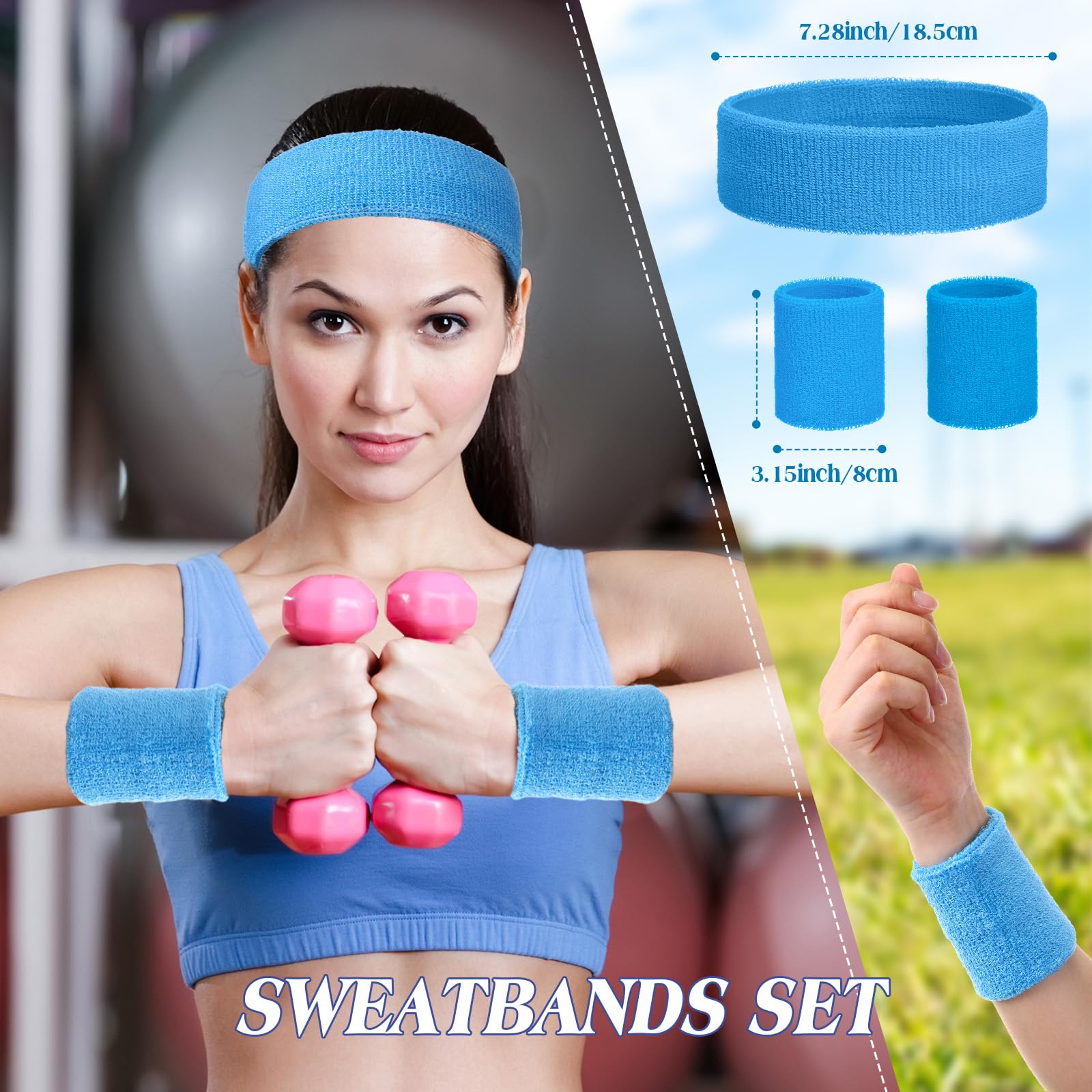 Lot de 90 bandeaux anti-transpiration et bracelets, pour femmes, hommes, fluo