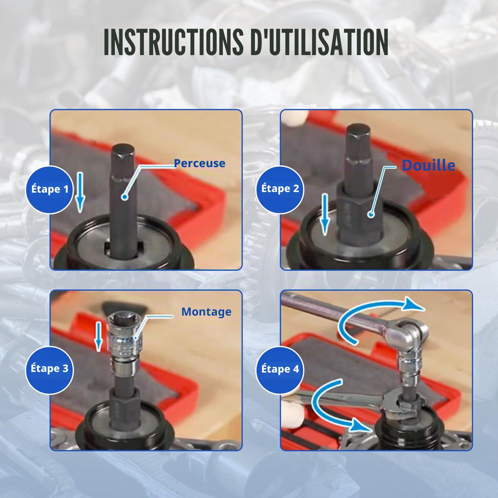 Kit Demontage Poulie Alternateur, 30 Pièces Outil Retrait de Poulie Alternateur Compatible avec VW, pour Peugeot, pour Renault et plus, pour Dépose et Installer Poulie Roue Libre | Acier au chrome vanadium avec mallette de transport, compatible avec alter