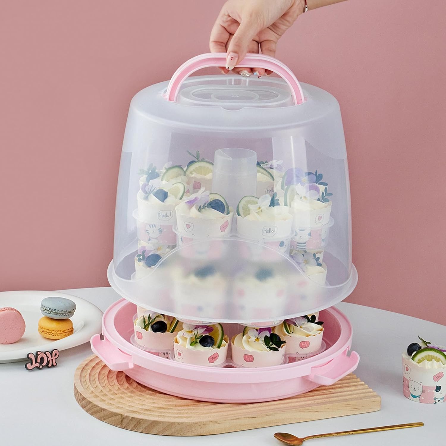 Tall Carrier Container Packaging Box Cake Storage Container Multi Layer Cakes Holder for Shower 24 Cups