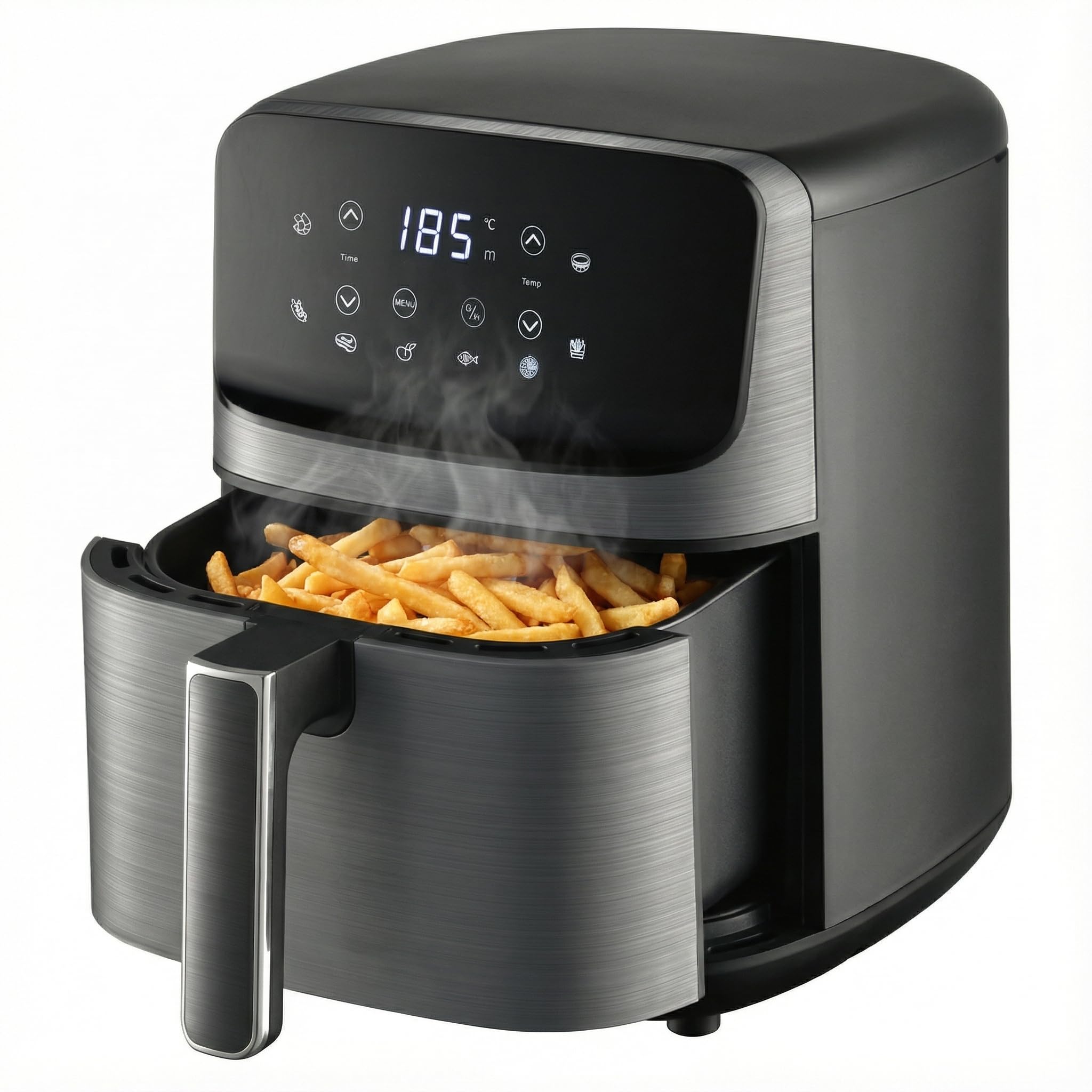 Freidora de Aire sin Aceite de 6 L, Air Fryer Caliente, 8 Programas, Pantalla Digital, Temperatura Ajustable 80-200°C, Temporizador 60 min, Fácil de Limpiar (6 L)