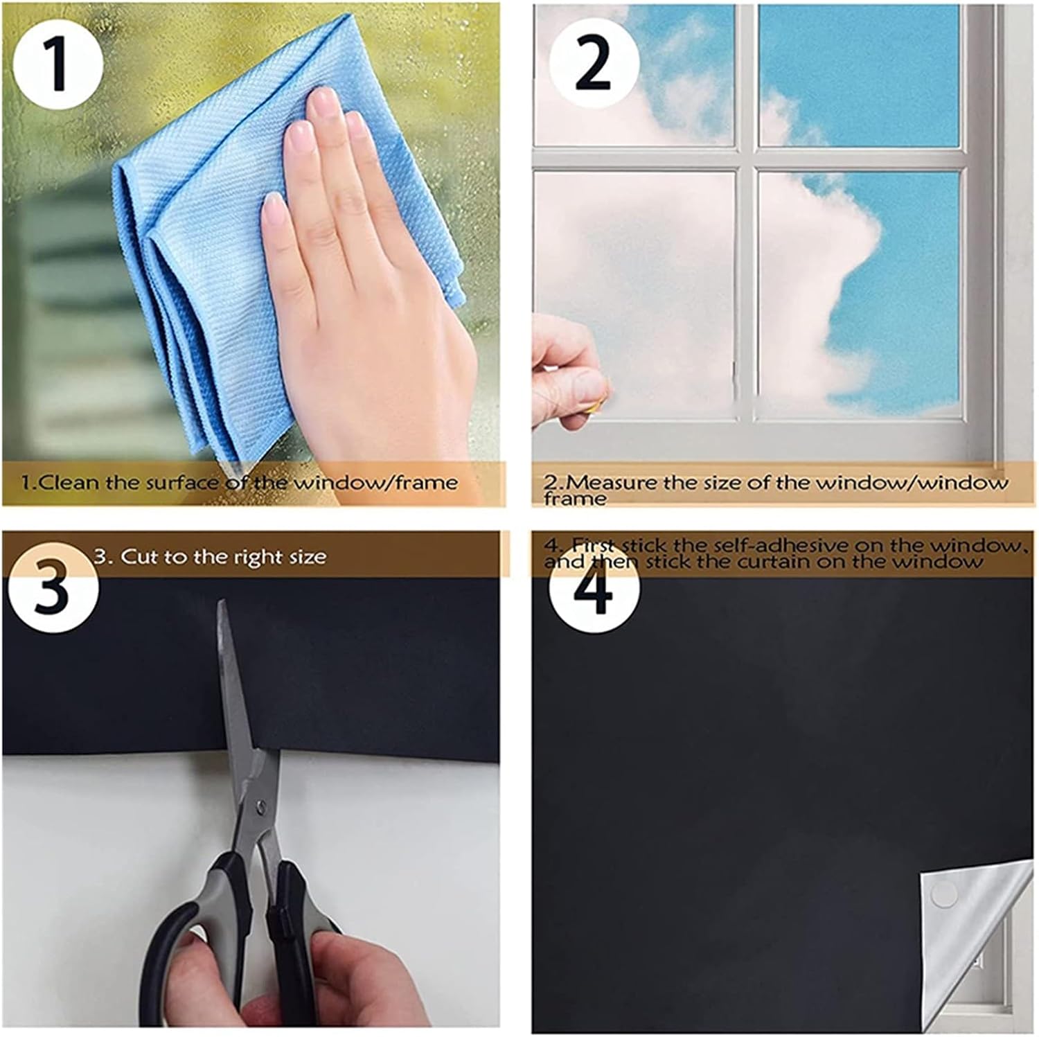 Self-Adhesive Pleated Blinds Half Blackout Windows Curtains for Kitchen Bathroom Balcony Shades for Coffee/Office Window for Window(Excluding Tools,150X300CM)