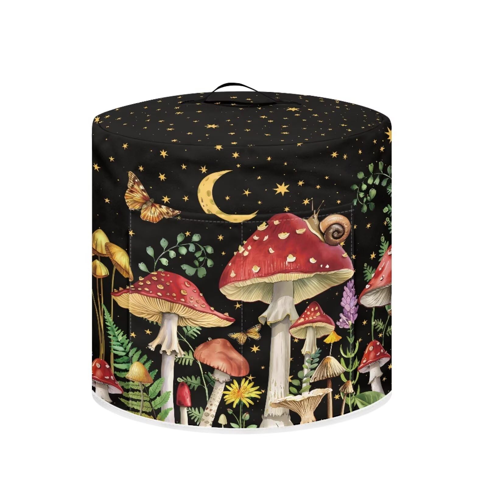 8-Quart Air Fryer Cover - Mushroom Butterfly Design | Portable Washable Dust Protector with Handle and Storage Pocket Lightweight | Fits Instant Pot, Crock Pot