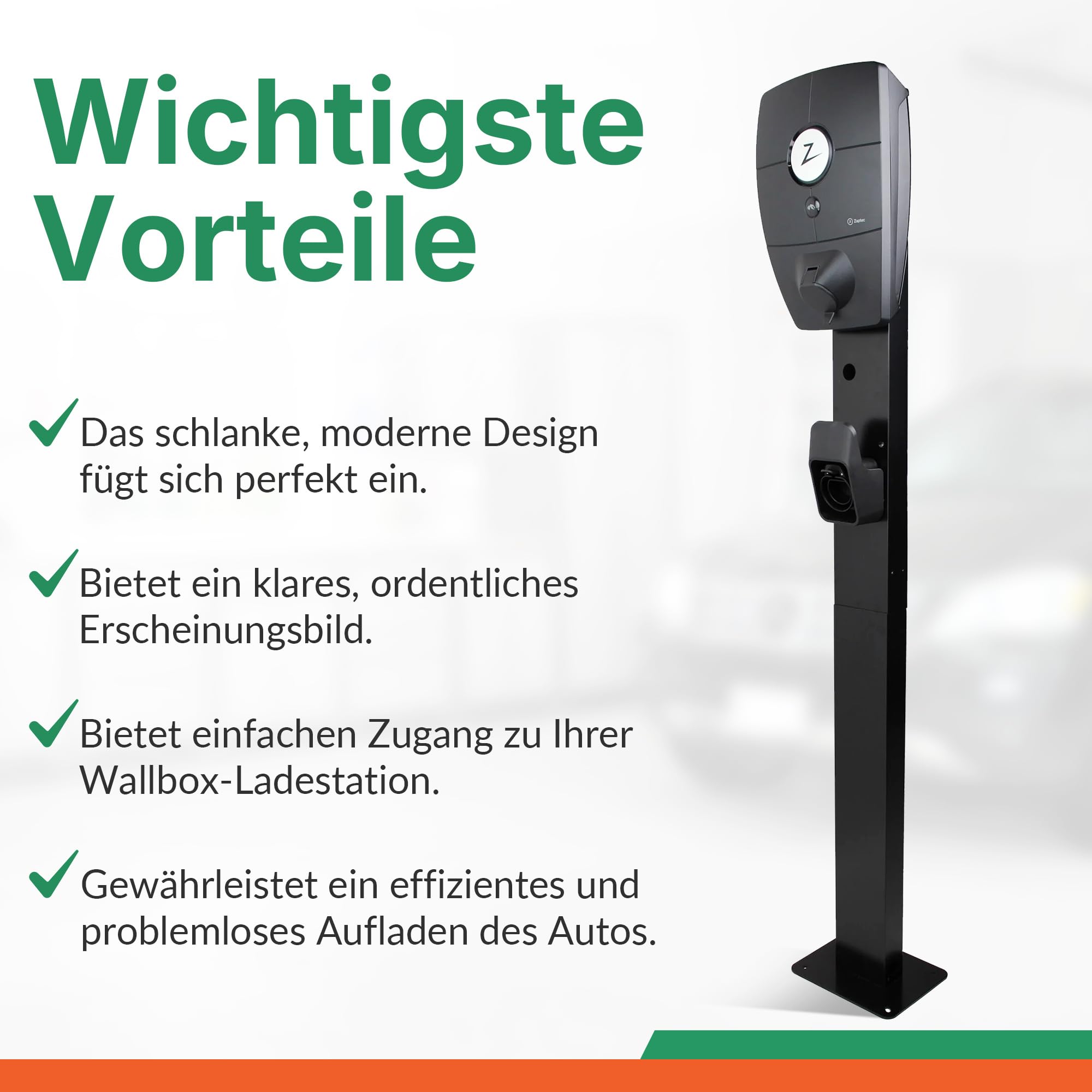 LDY Wallbox stojak do Zaptec Pro, wolnostojąca instalacja na wjeździe lub parkingu, do użytku na zewnątrz, metalowa podstawa z uchwytem na wtyczkę, Wallbox Zaptec Pro