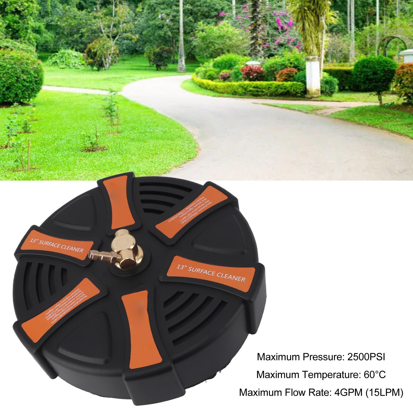 Limpiador de Superficies de Lavadora a Presión de 13 Pulgadas, Accesorio de Lavadora Eléctrica de Acero Inoxidable para Limpieza de Calzadas, Aceras y Patios, 2500