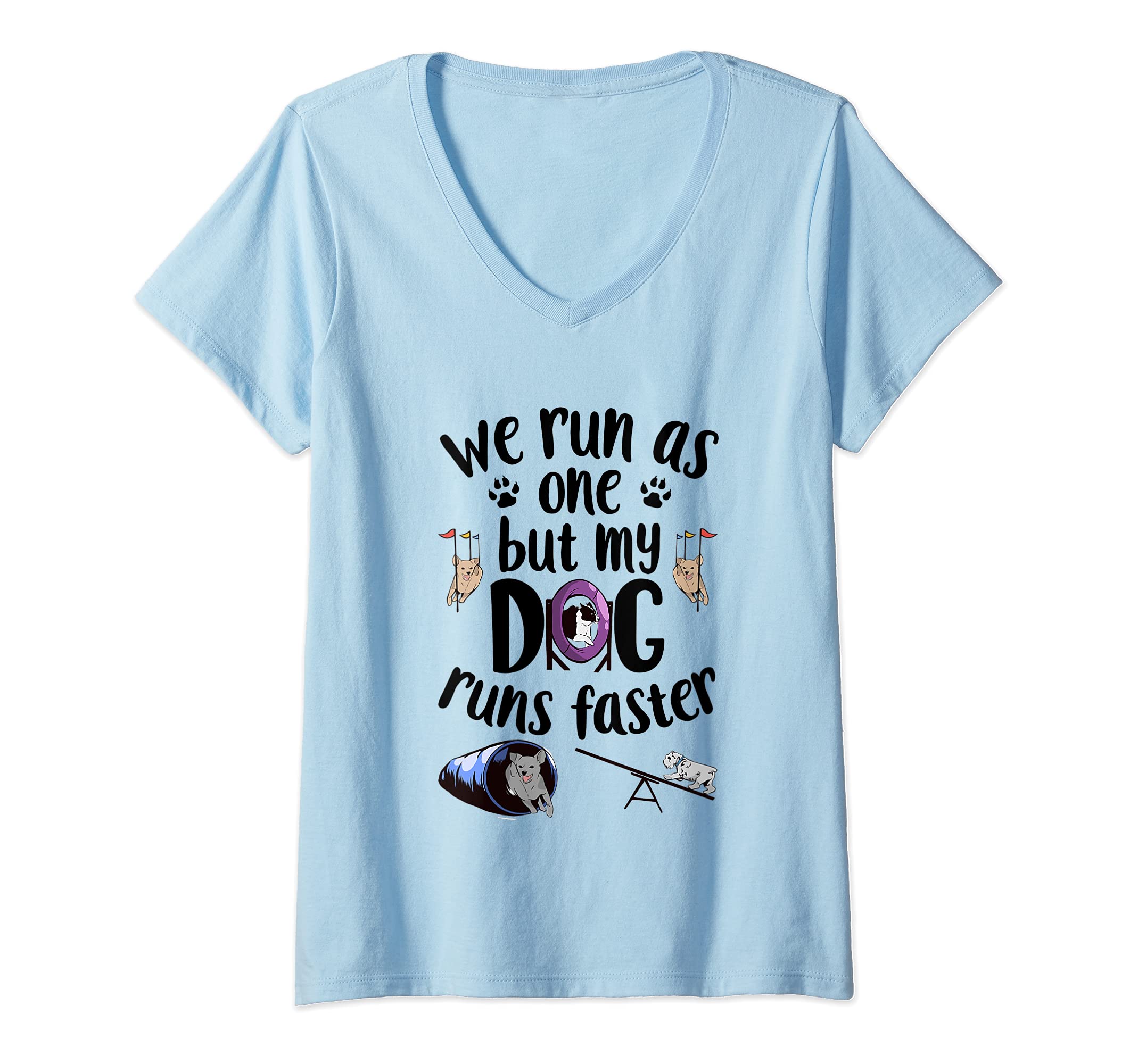 Womens We Run As One But My Dog Runs Faster, Black