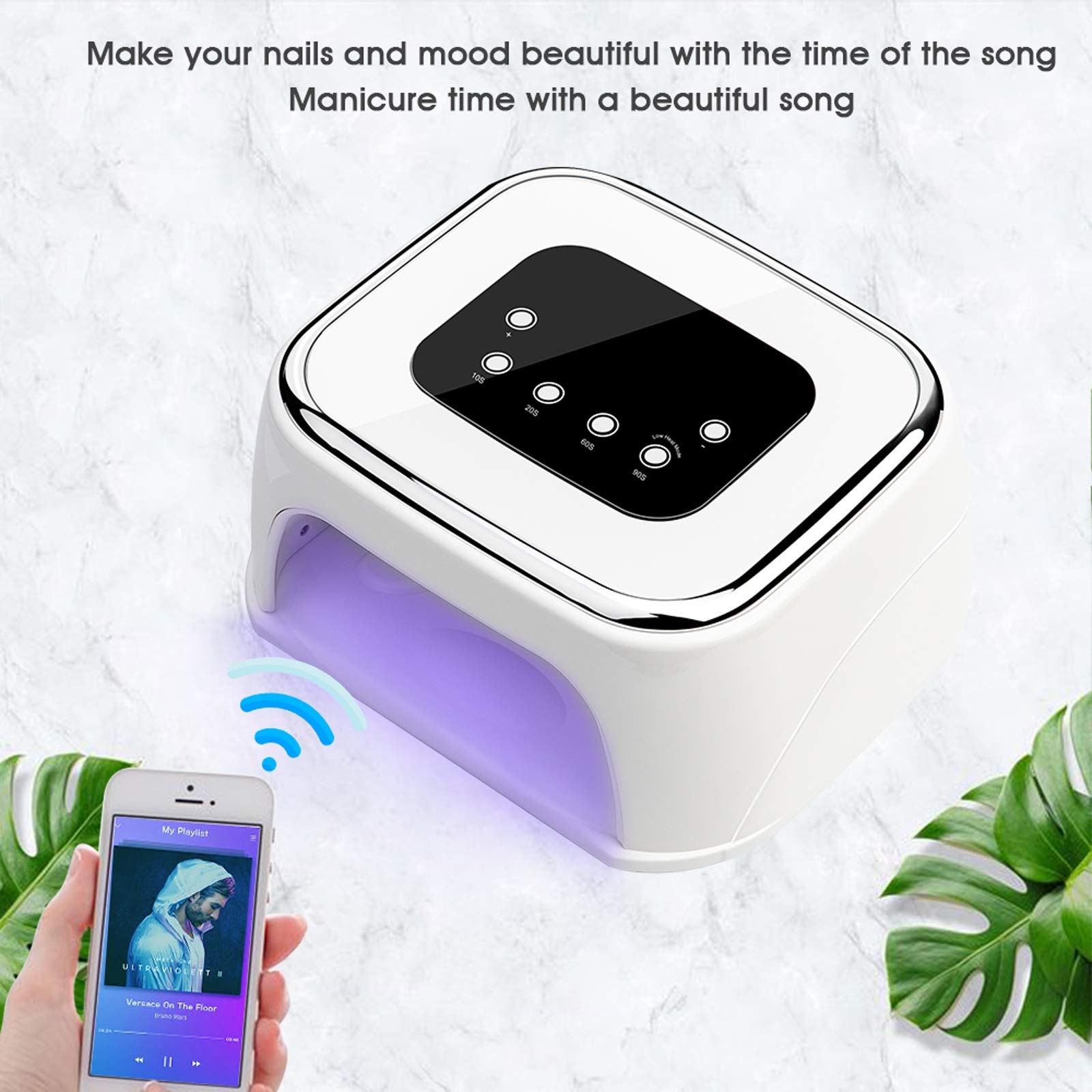 FAXIOAWA Lampada per Unghie per Lettore 99W Asciuga Smalto per Unghie 42 LED Lampada per polimerizzazione Unghie Lampada LED con rilevamento Automatico per Unghie Lettore Musicale