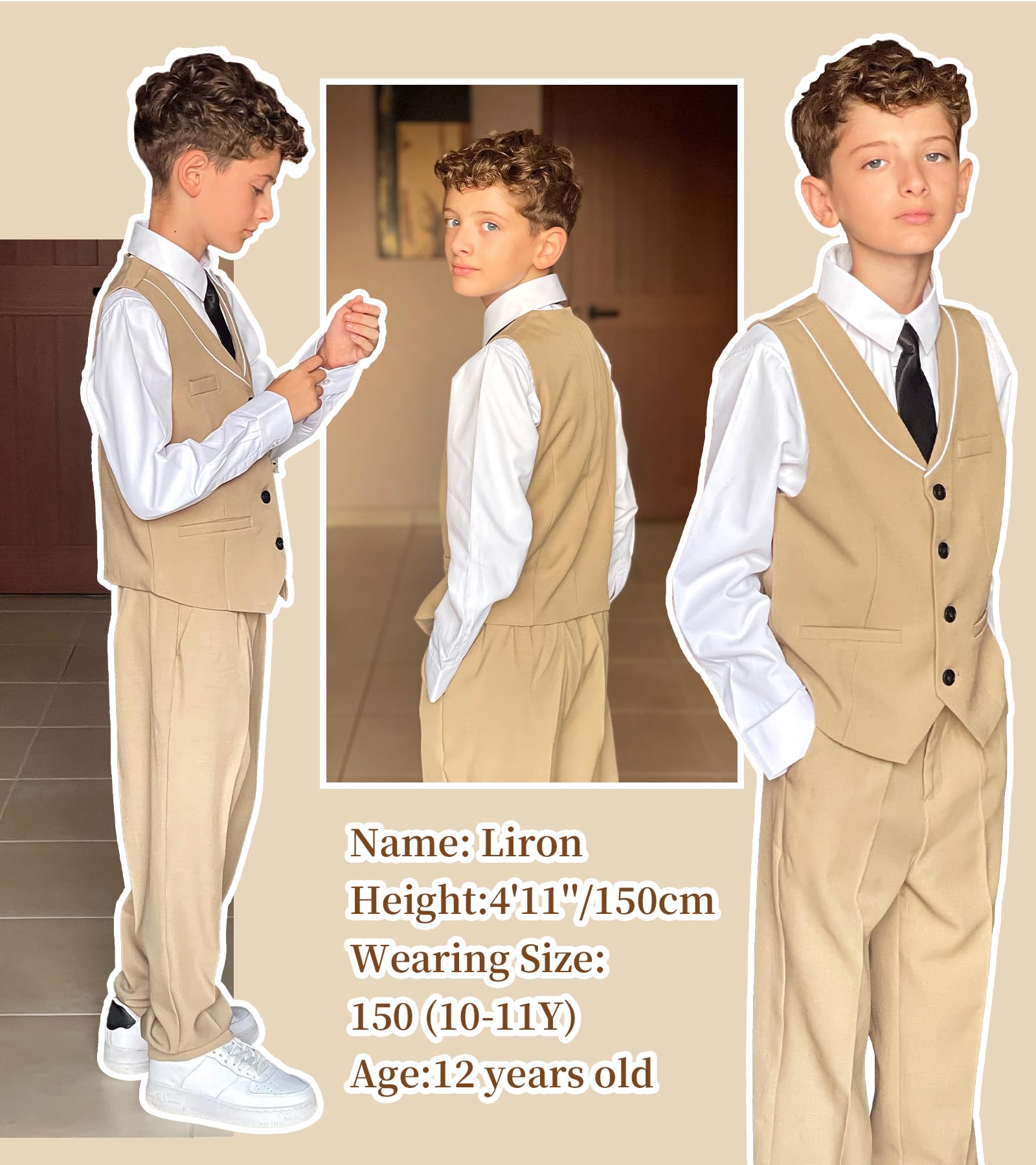 LOLANTA Trajes para Niños de Boda Ceremonia Fiesta, Conjunto de Chaleco y Pantalón, Ropa de Bautizo para Ceremonia, 2-14 Años